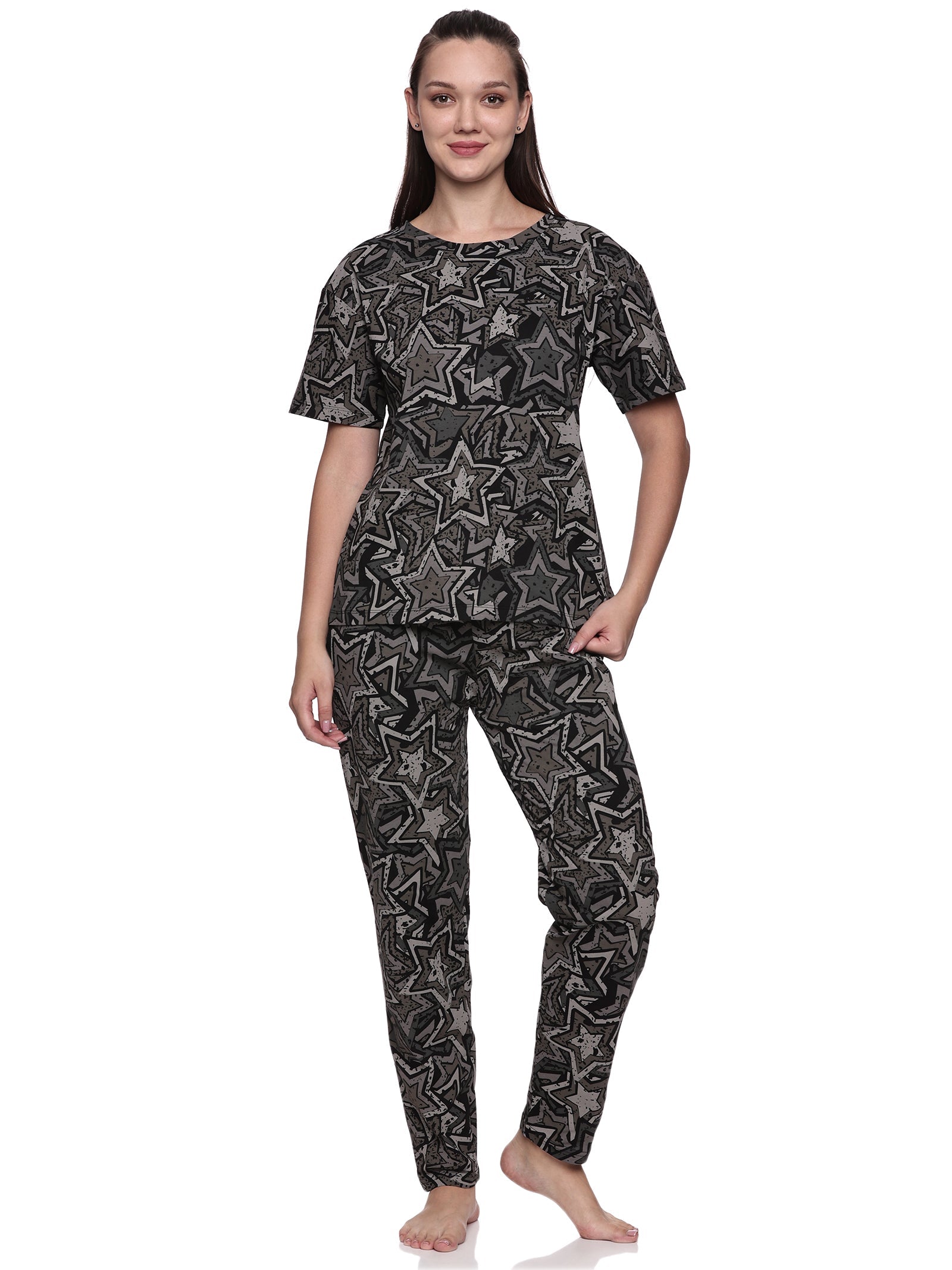 Cotton Lycra Drop Sleeve Printed T-shirt and Pant Set - 6351 A Teens Lifestyle