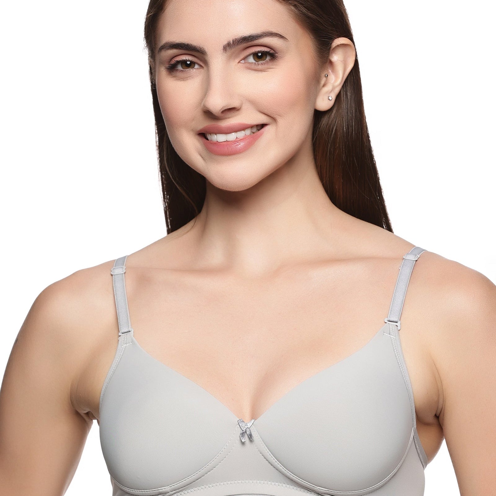 best quality soft grey color liva pad bra for women online in all size- front view