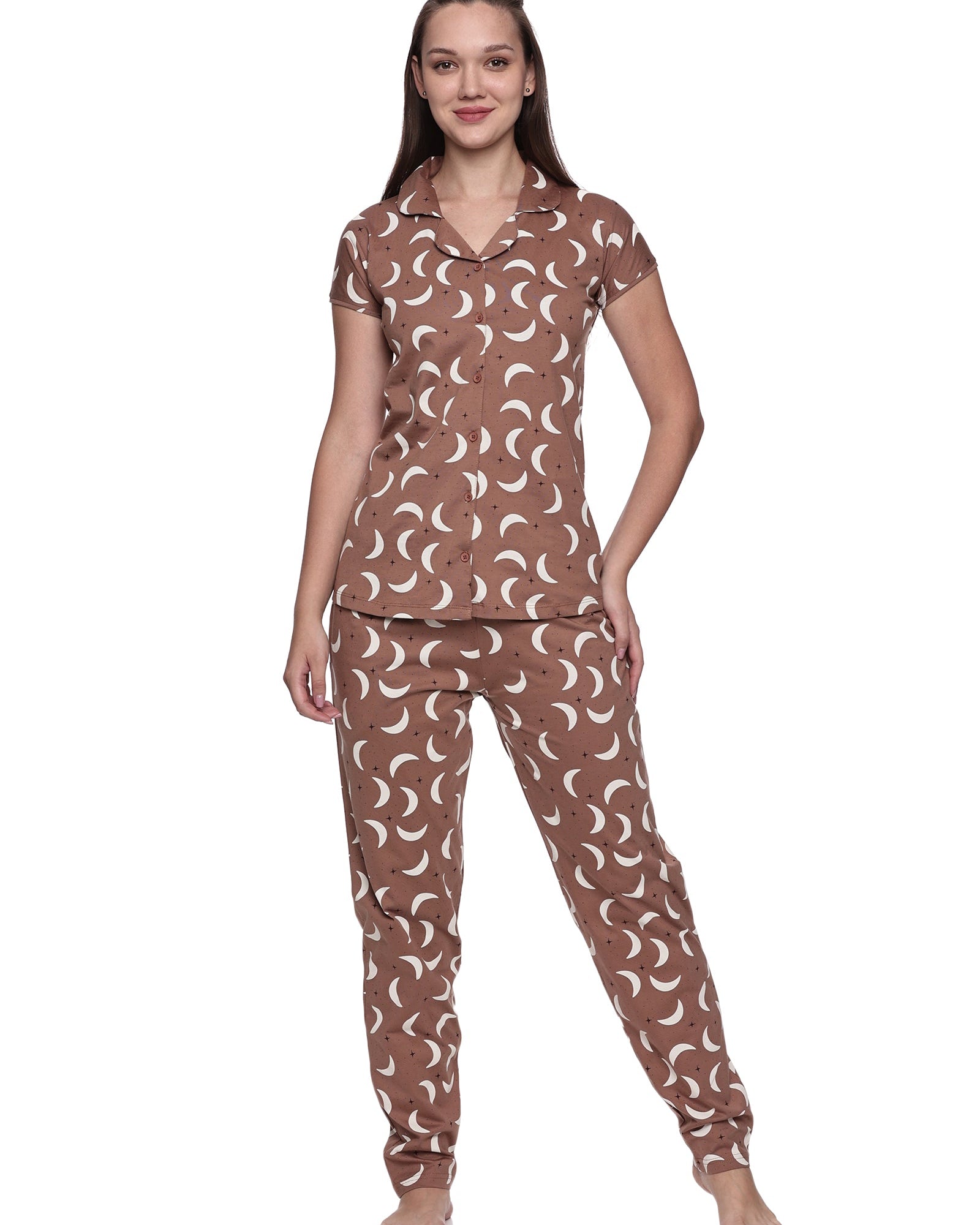 Cotton Lycra Short Sleeve Printed Shirt and Pant Set - 6567 B Teens Lifestyle