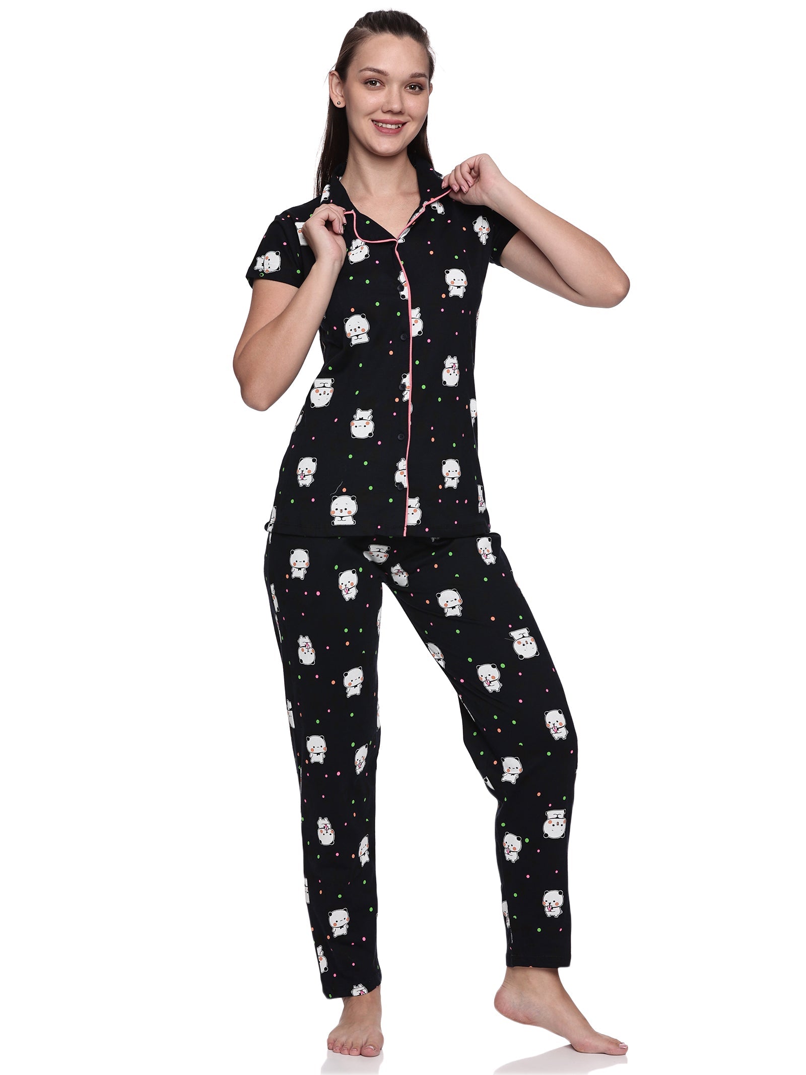 Cotton Lycra Short Sleeve Printed Shirt and Pant Set - 6570 A Teens Lifestyle