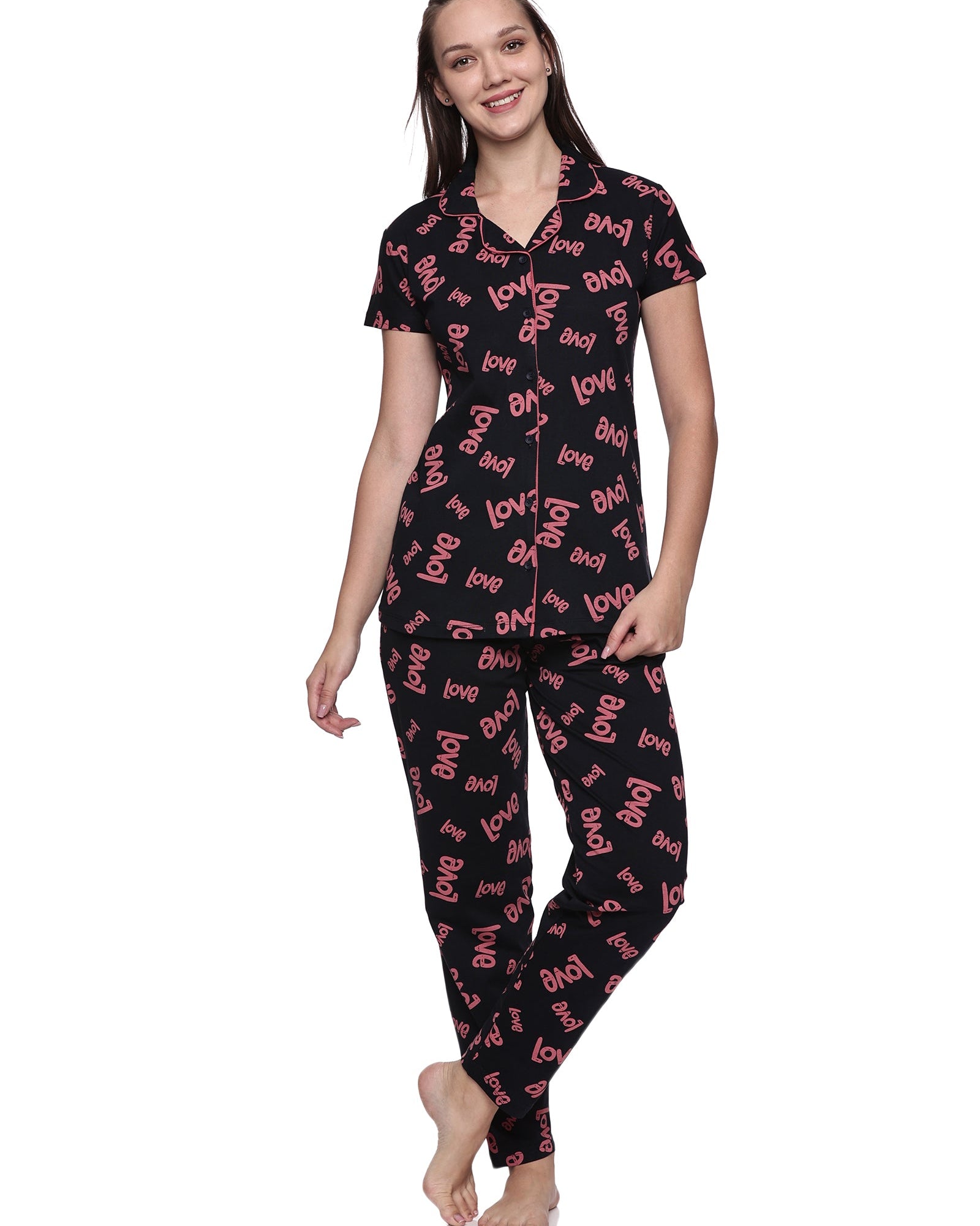 Cotton Lycra Short Sleeve Printed Shirt and Pant Set - 6513 B Teens Lifestyle