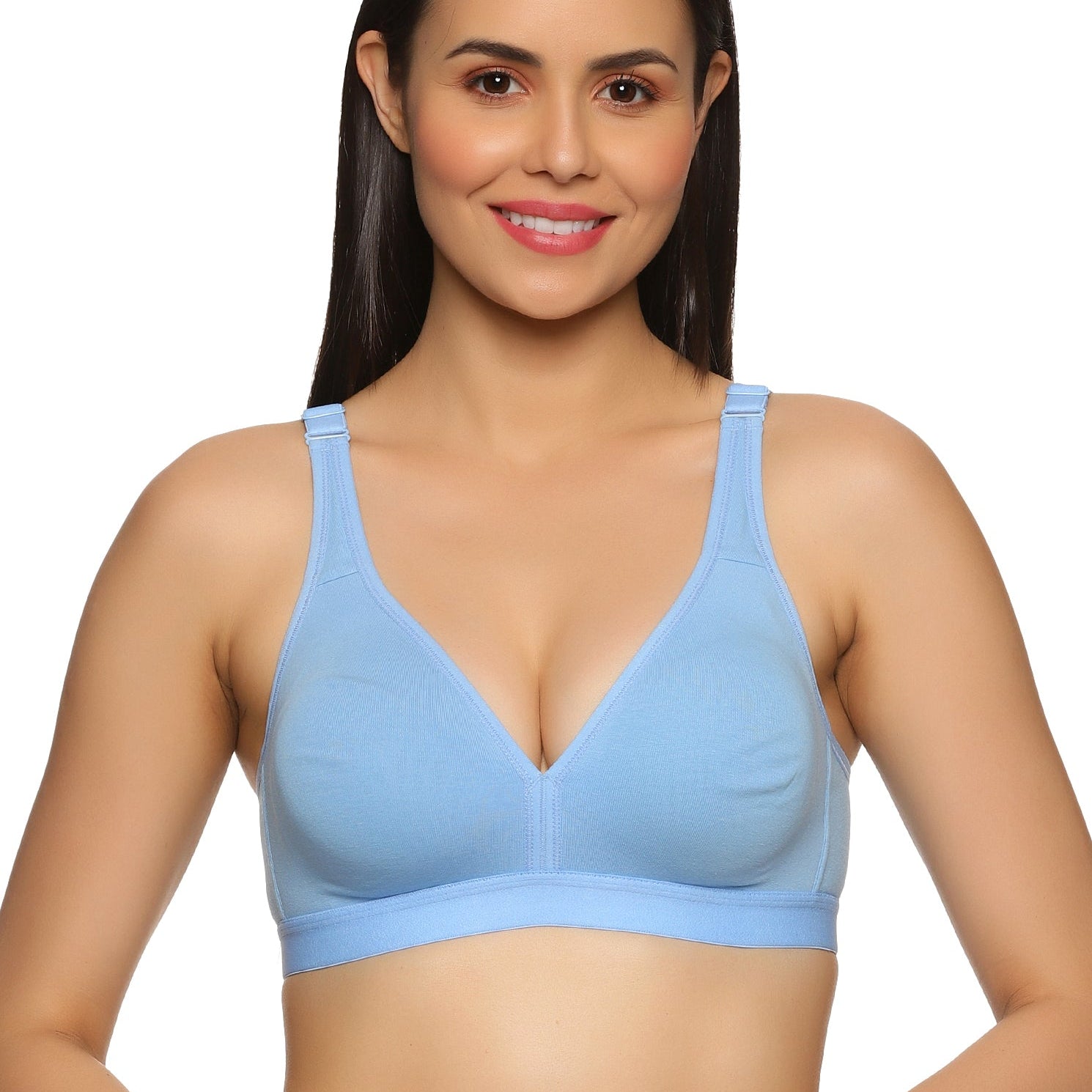 best quality Azure Blue color floret bra for women online in all size- front view