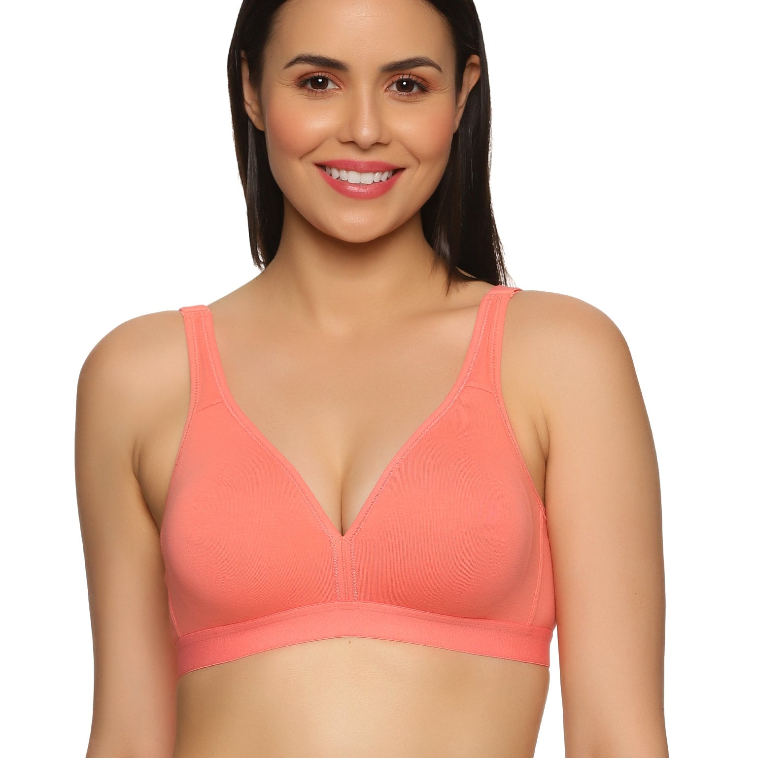 best quality Pastel Peach color floret bra for women online in all size- front view
