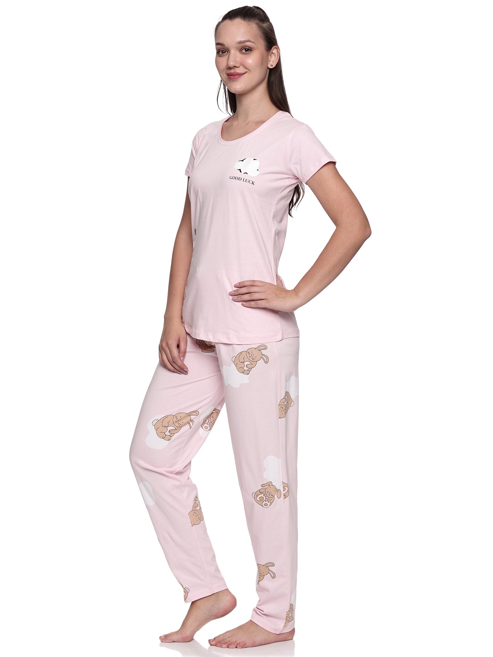 Cotton Lycra Short Sleeve Printed T-shirt and Pant Set - 6547 B Teens Lifestyle