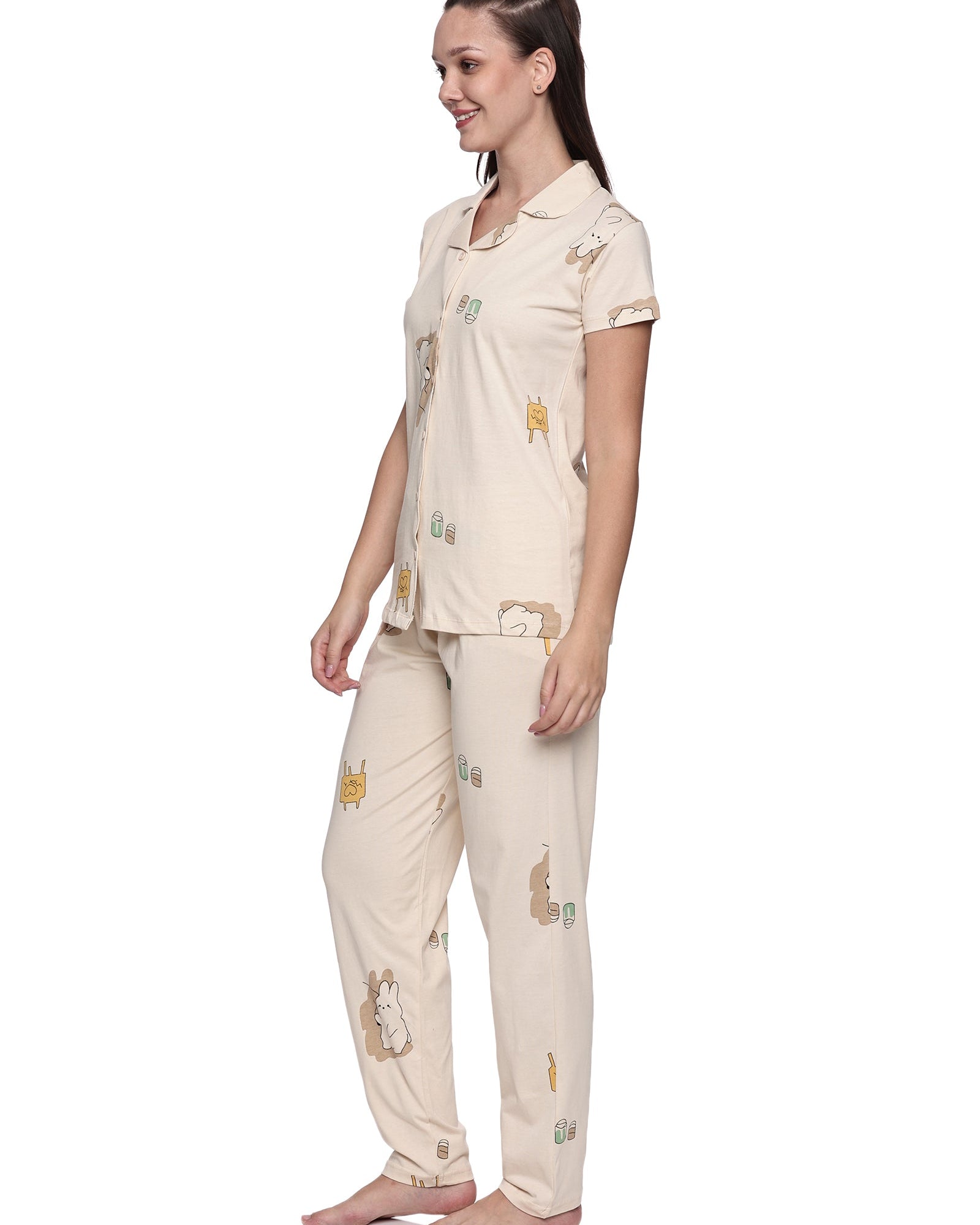 Cotton Lycra Short Sleeve Printed Shirt and Pant Set - 6564 A Teens Lifestyle