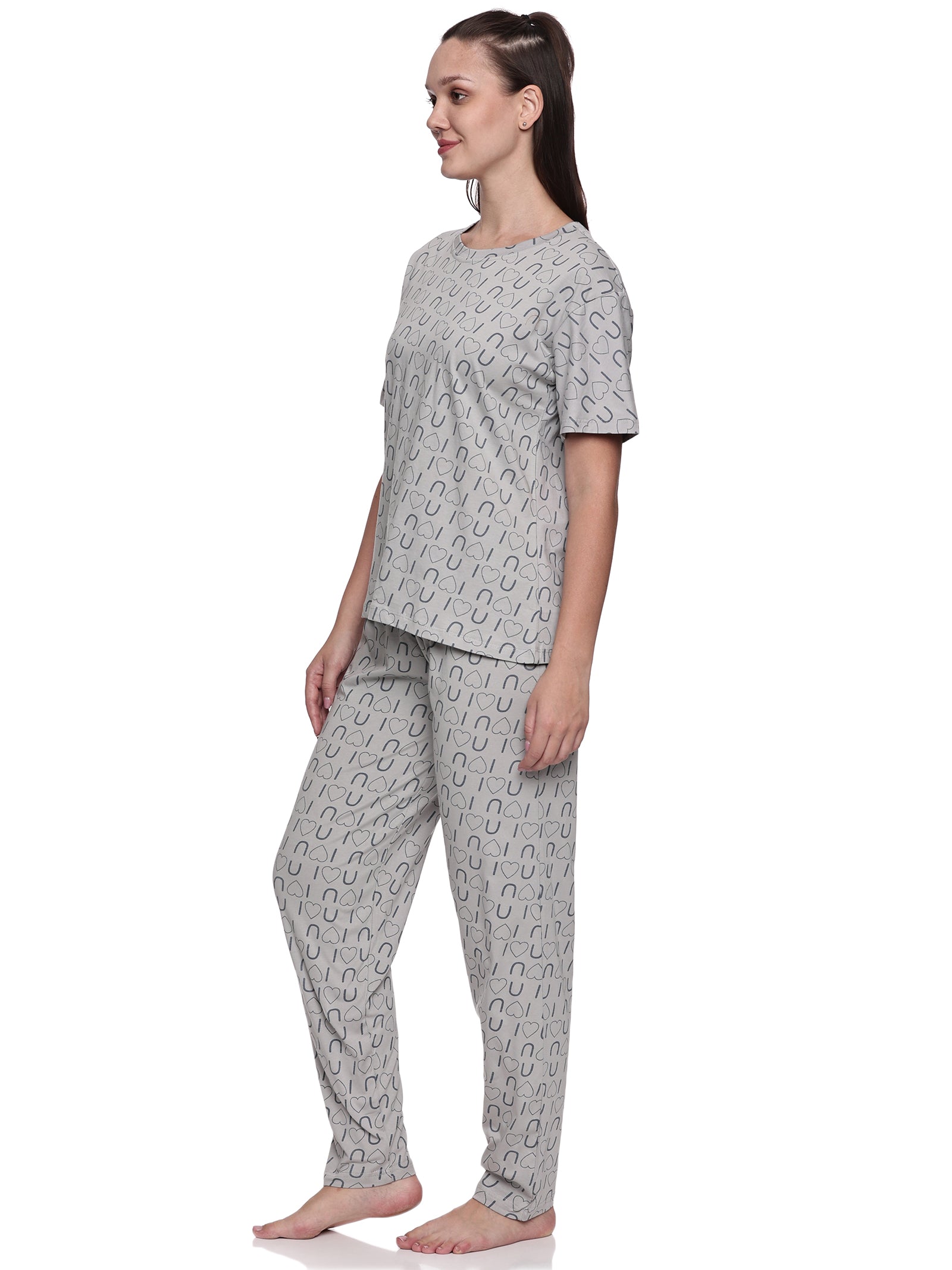 Cotton Lycra Drop Sleeve Printed T-shirt and Pant Set - 6294 A Teens Lifestyle