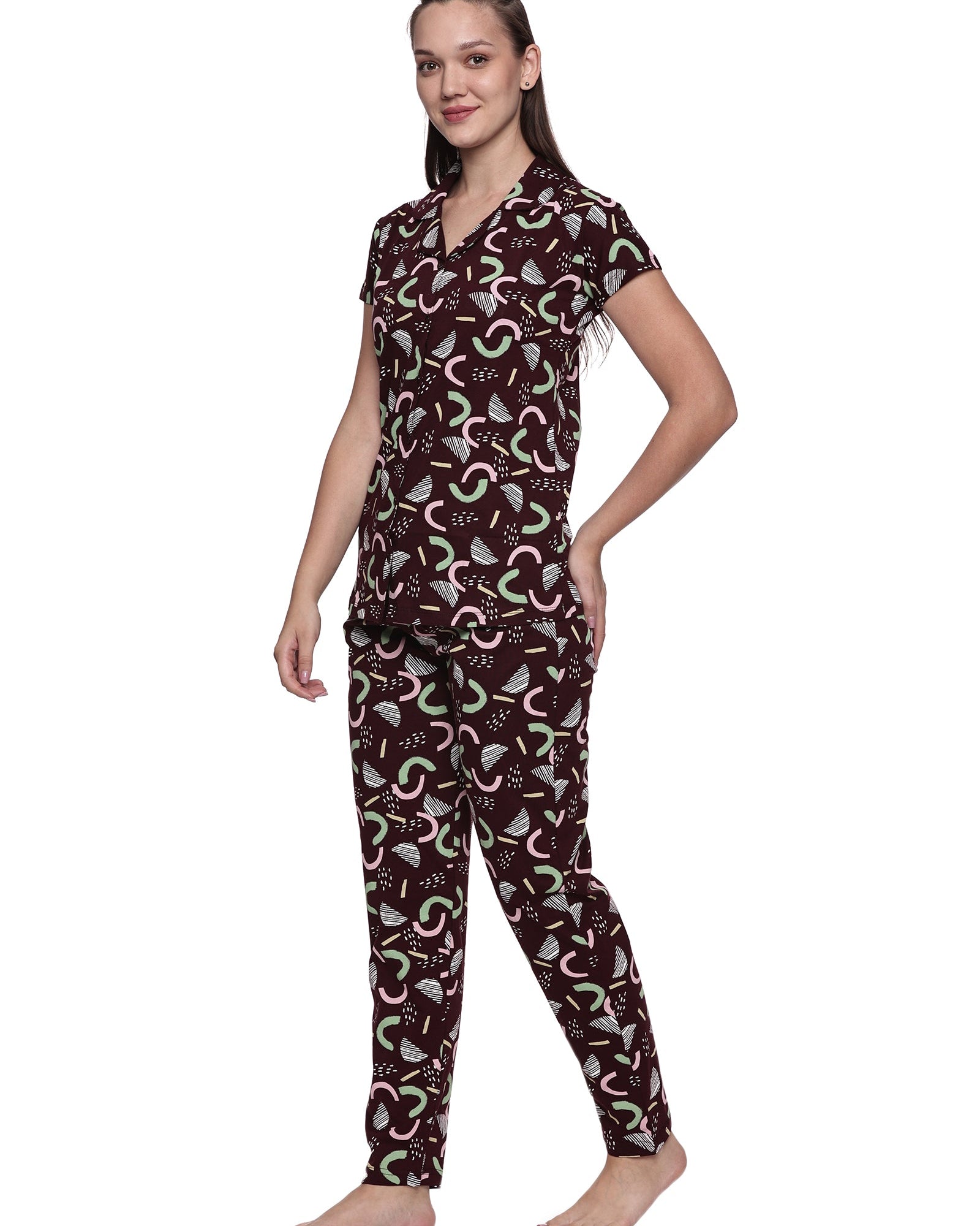 Cotton Lycra Short Sleeve Printed Shirt and Pant Set - 6512 B Teens Lifestyle