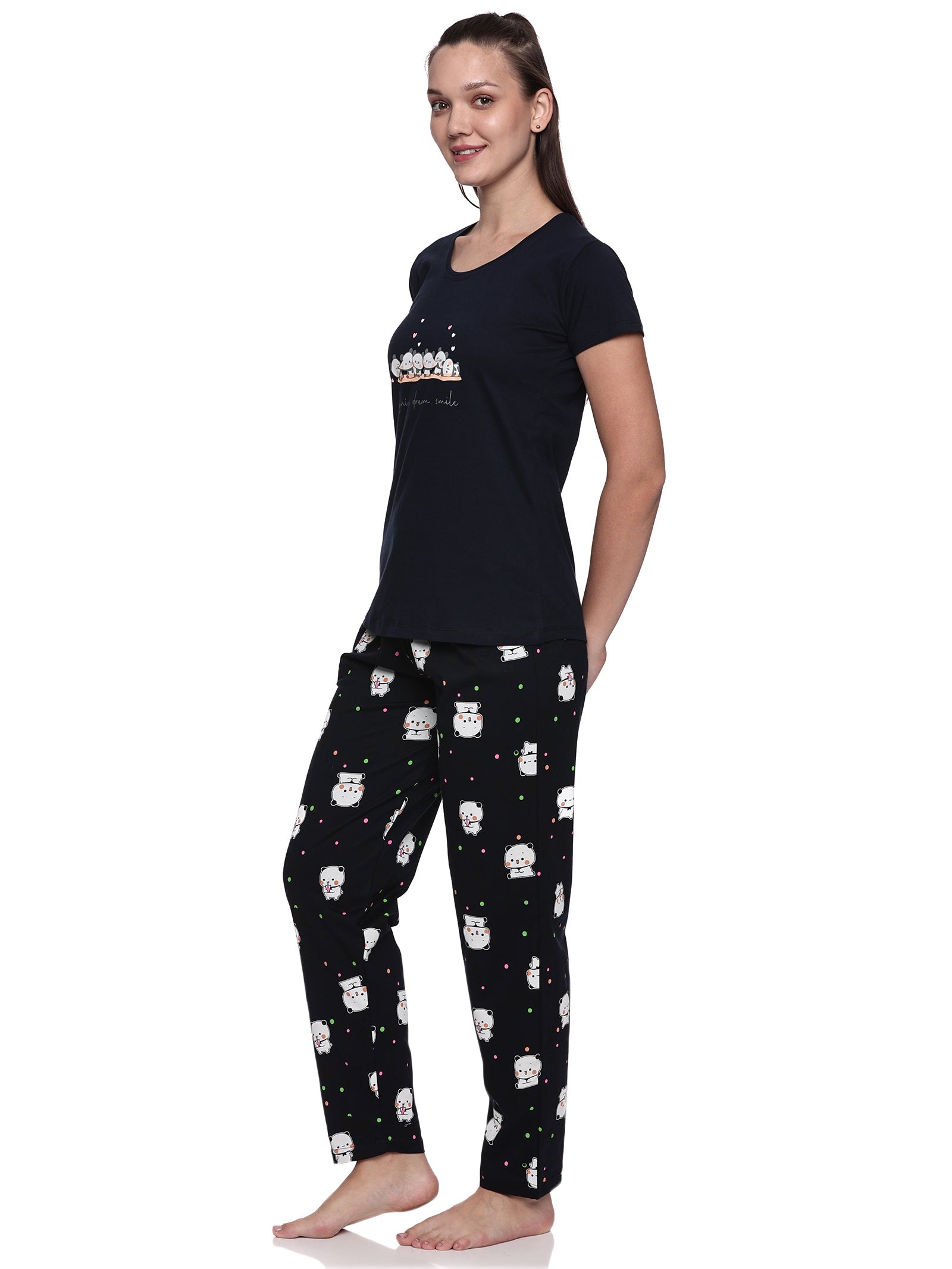 Cotton Lycra Short Sleeve Printed T-shirt and Pant Set - 6544 B Teens Lifestyle