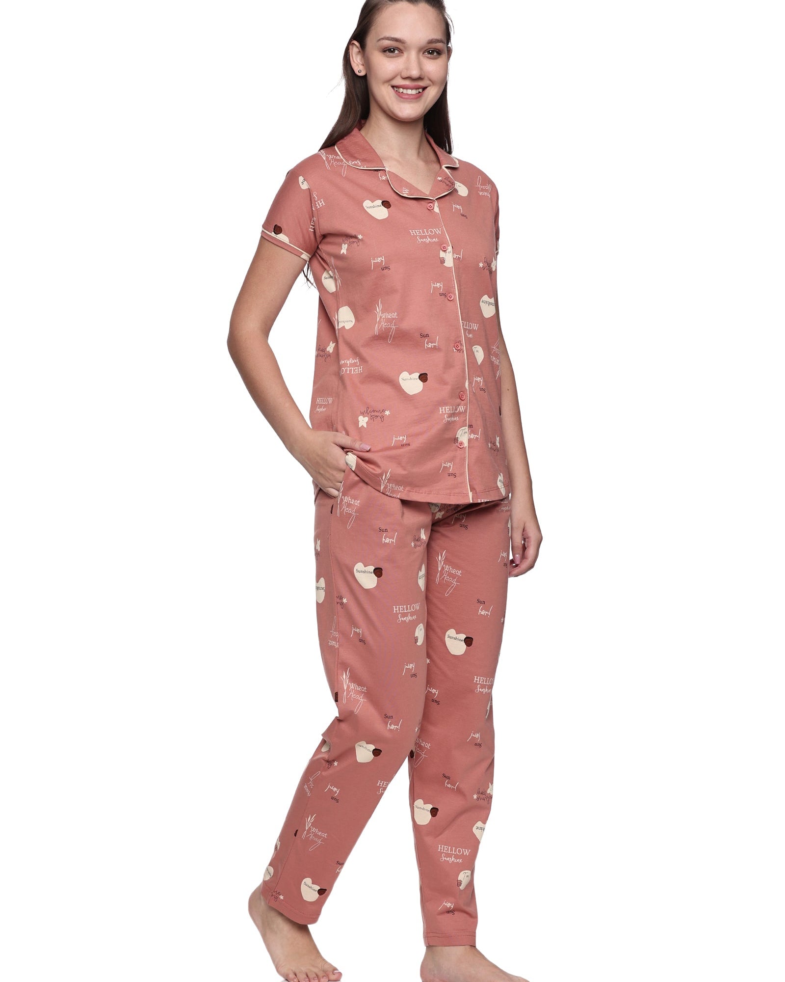 Cotton Lycra Short Sleeve Printed Shirt and Pant Set - 6555 A Teens Lifestyle