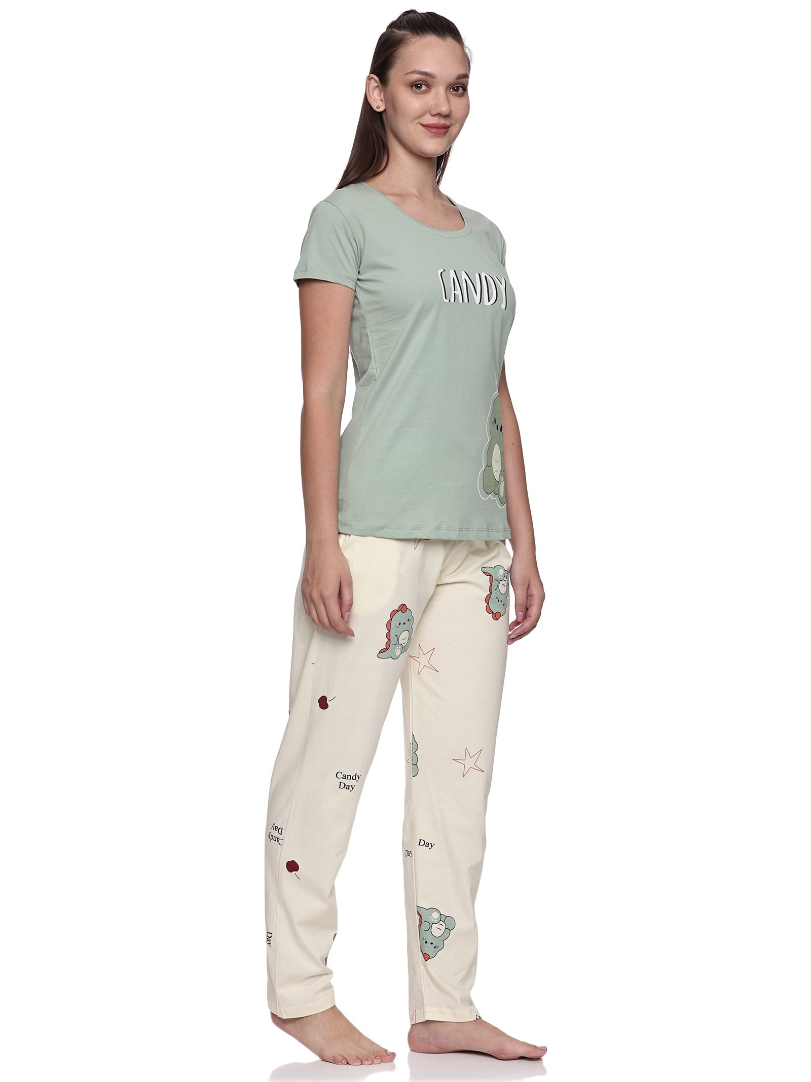 Cotton Lycra Short Sleeve Printed T-shirt and Pant Set - 6533 B Teens Lifestyle