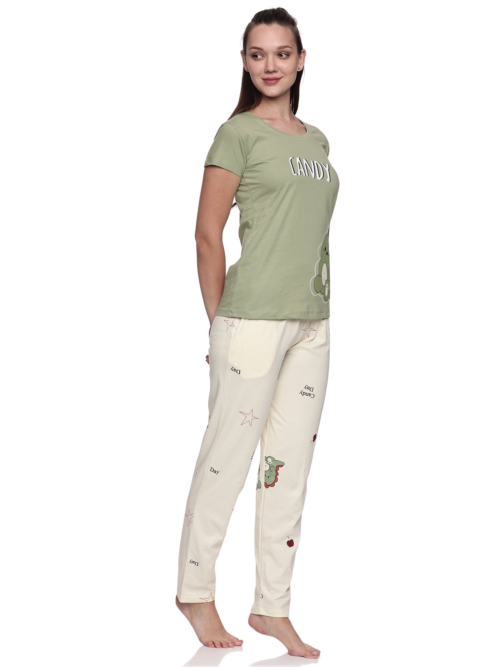 Cotton Lycra Short Sleeve Printed T-shirt and Pant Set - 6533 A Teens Lifestyle