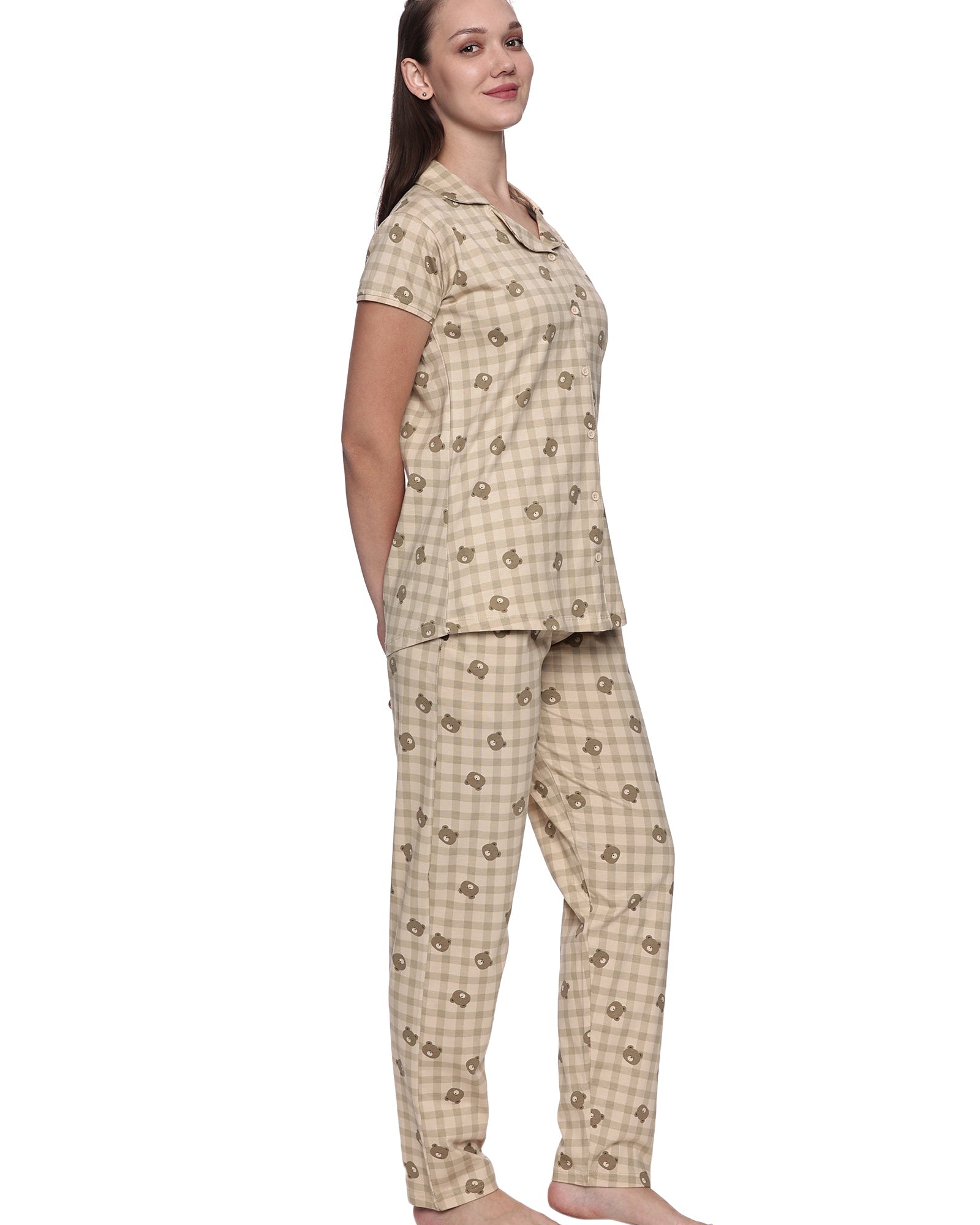 Cotton Lycra Short Sleeve Printed Shirt and Pant Set - 6565 A Teens Lifestyle