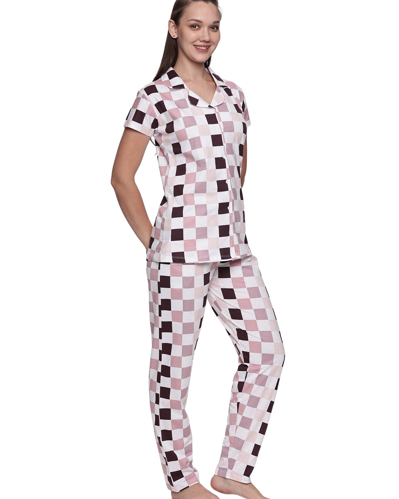 Cotton Lycra Short Sleeve Printed Shirt and Pant Set - 6459 A Teens Lifestyle