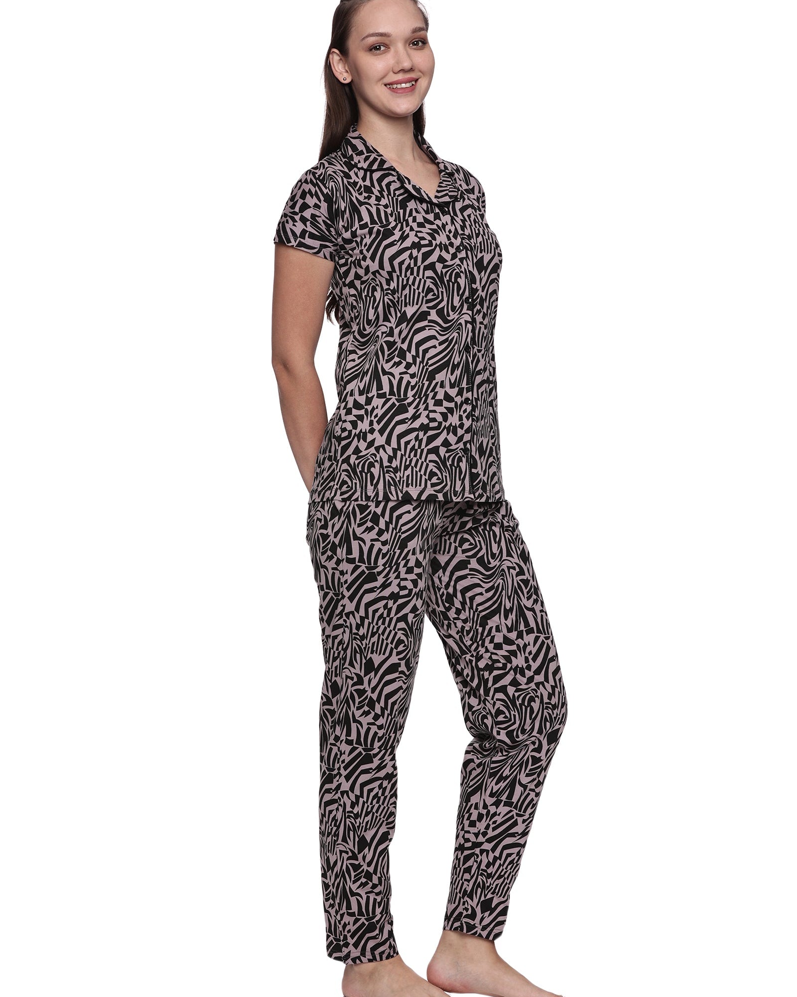 Cotton Lycra Short Sleeve Printed Shirt and Pant Set - 6389 A Teens Lifestyle