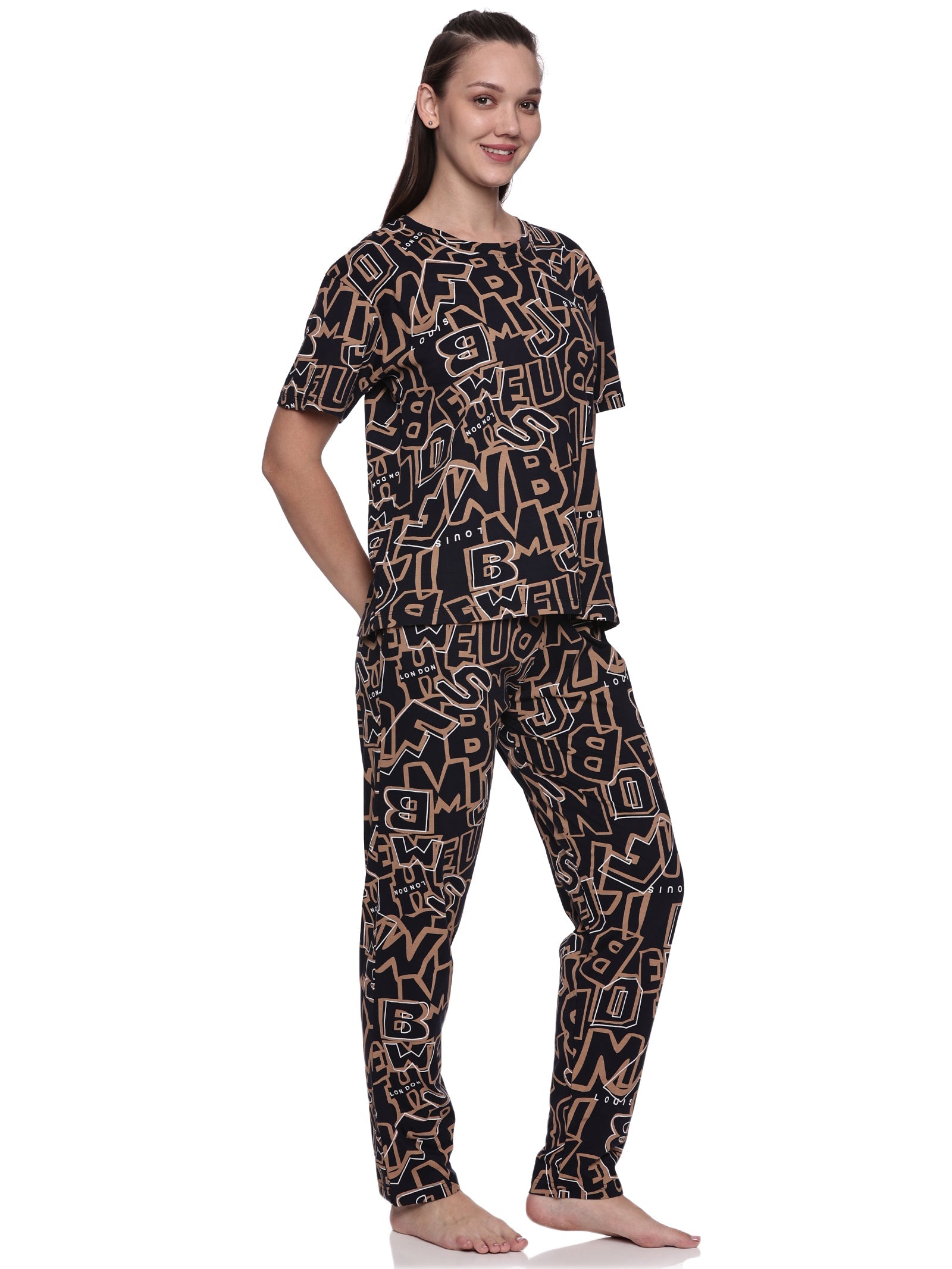 Cotton Lycra Drop Sleeve Printed T-shirt and Pant Set - 6345 A Teens Lifestyle
