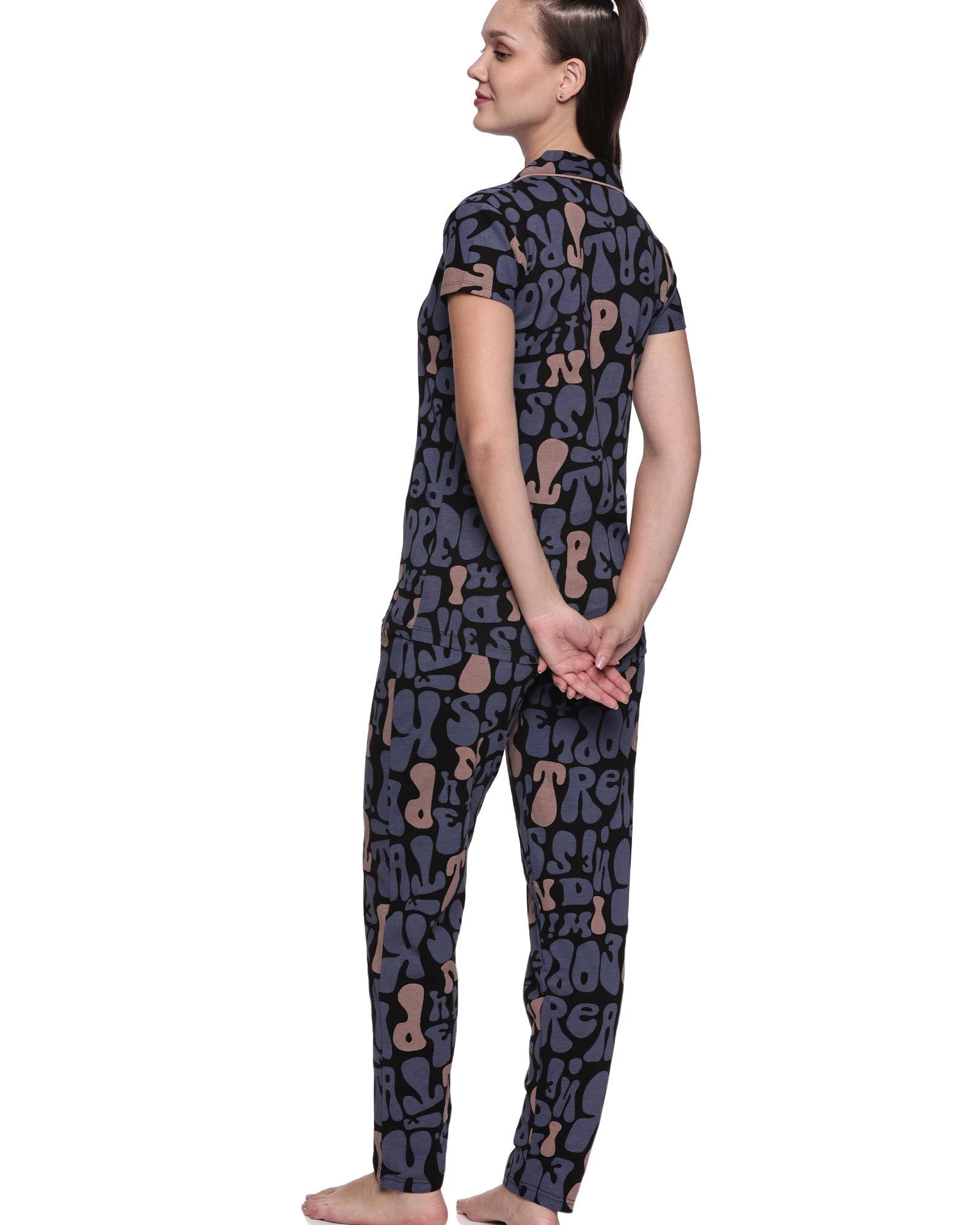 Cotton Lycra Short Sleeve Printed Shirt and Pant Set - 6455 A Teens Lifestyle