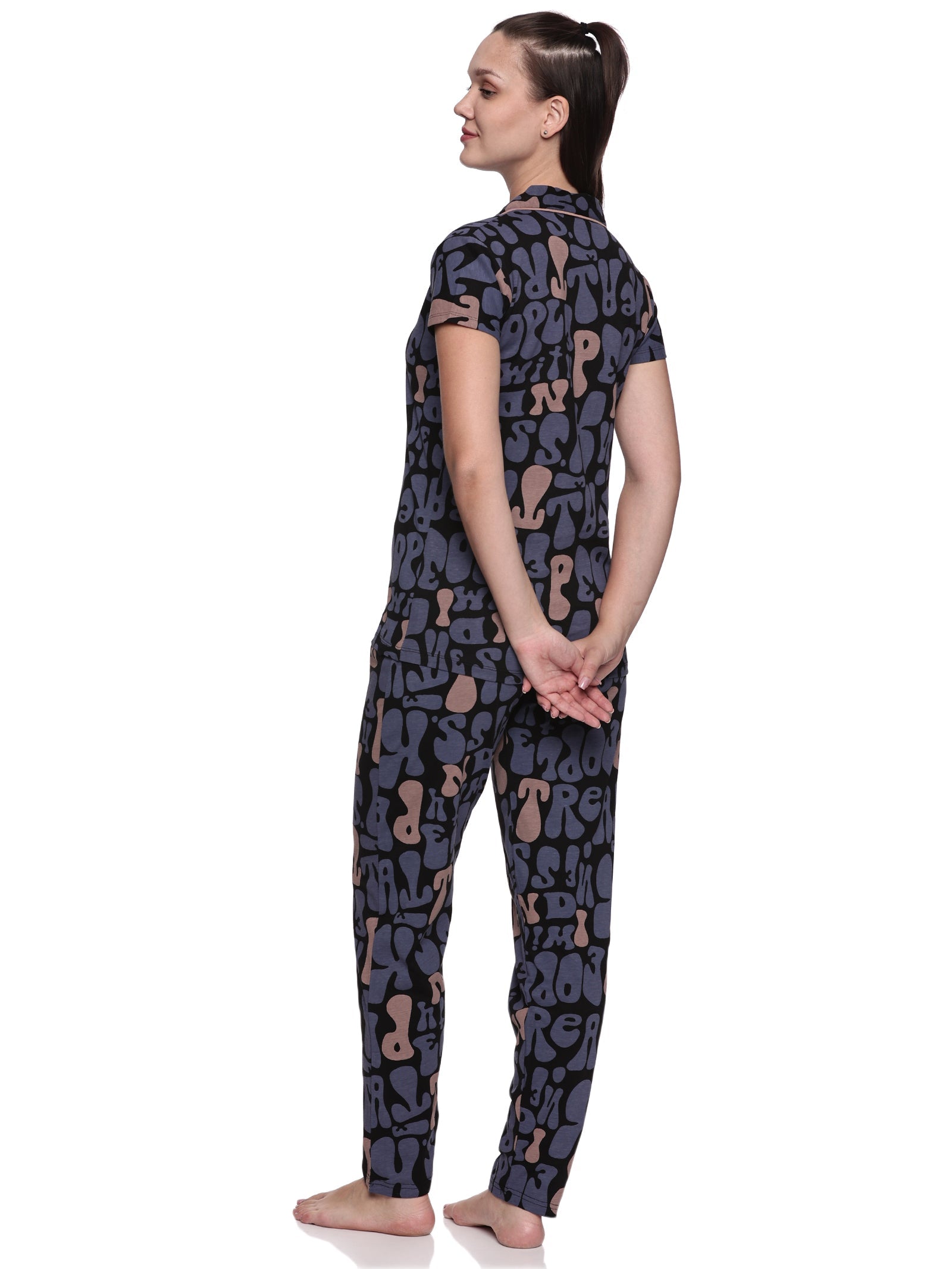 Cotton Lycra Short Sleeve Printed Shirt and Pant Set - 6455 A Teens Lifestyle