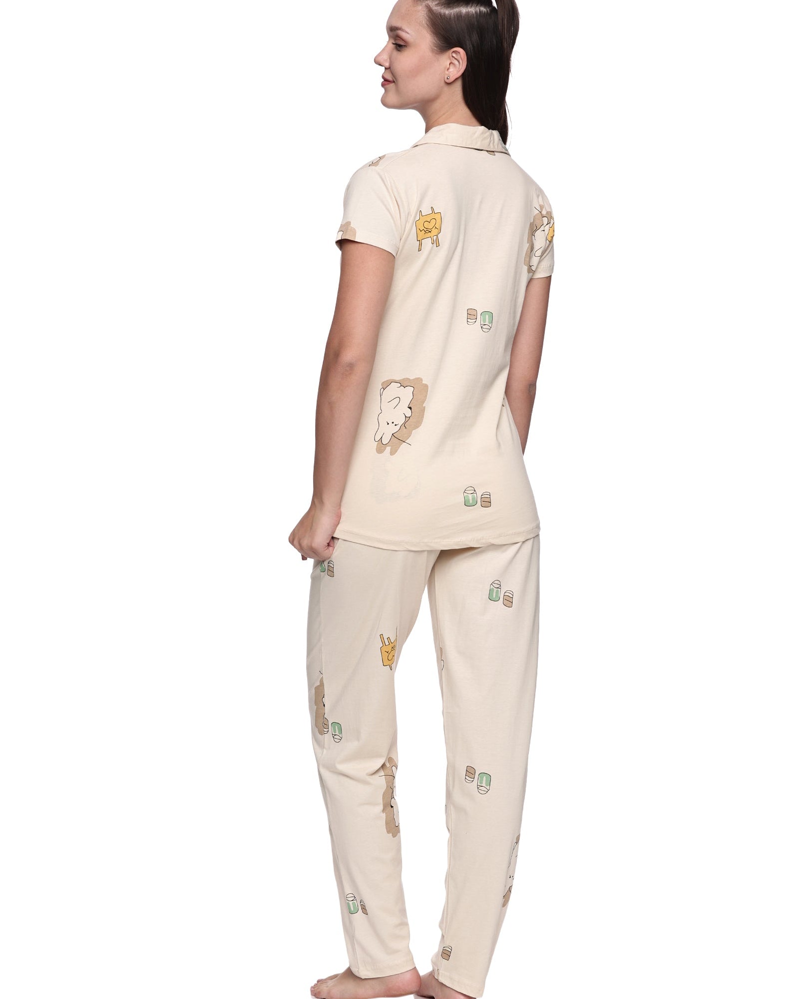 Cotton Lycra Short Sleeve Printed Shirt and Pant Set - 6564 A Teens Lifestyle