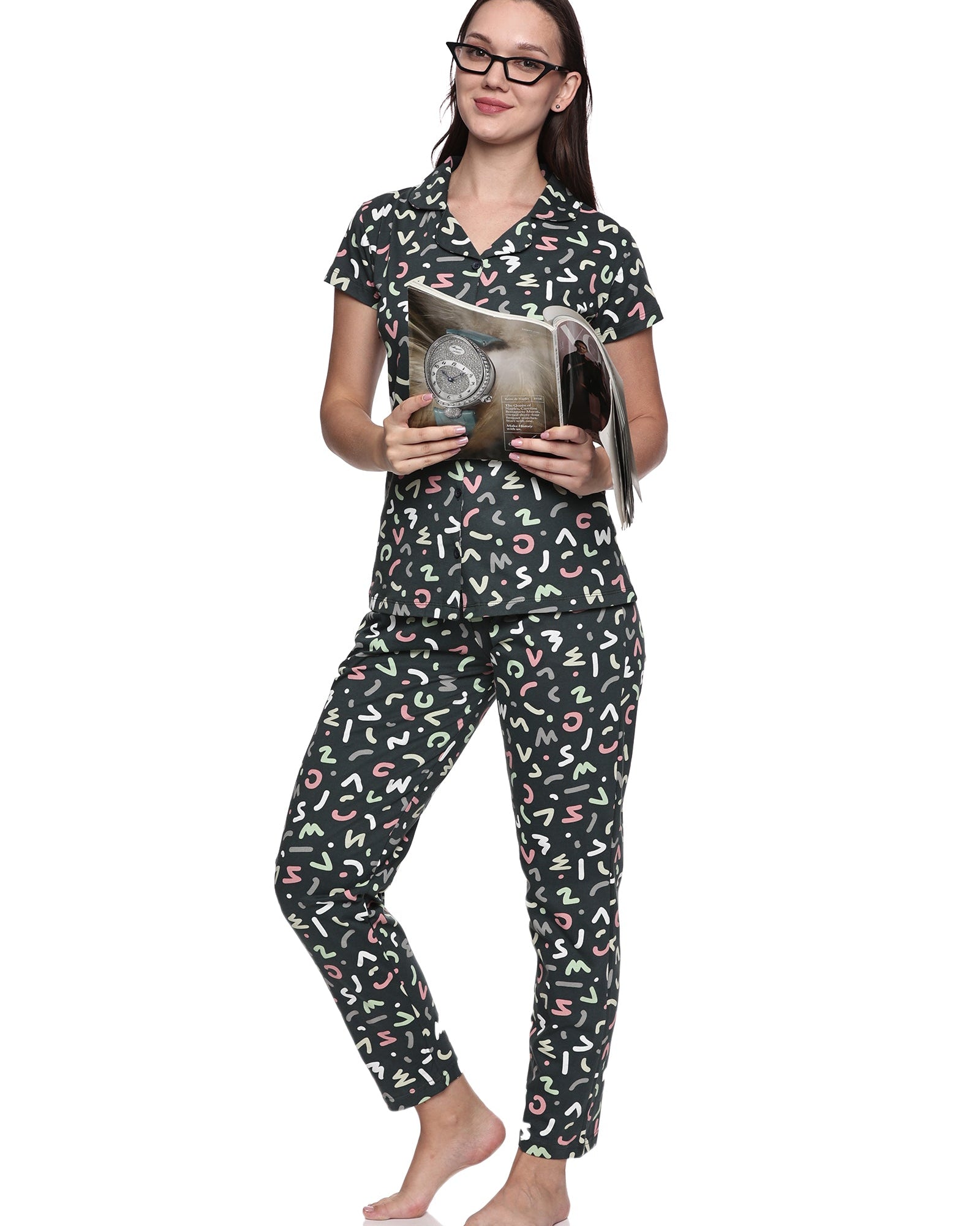 Cotton Lycra Short Sleeve Printed Shirt and Pant Set - 6497 A Teens Lifestyle