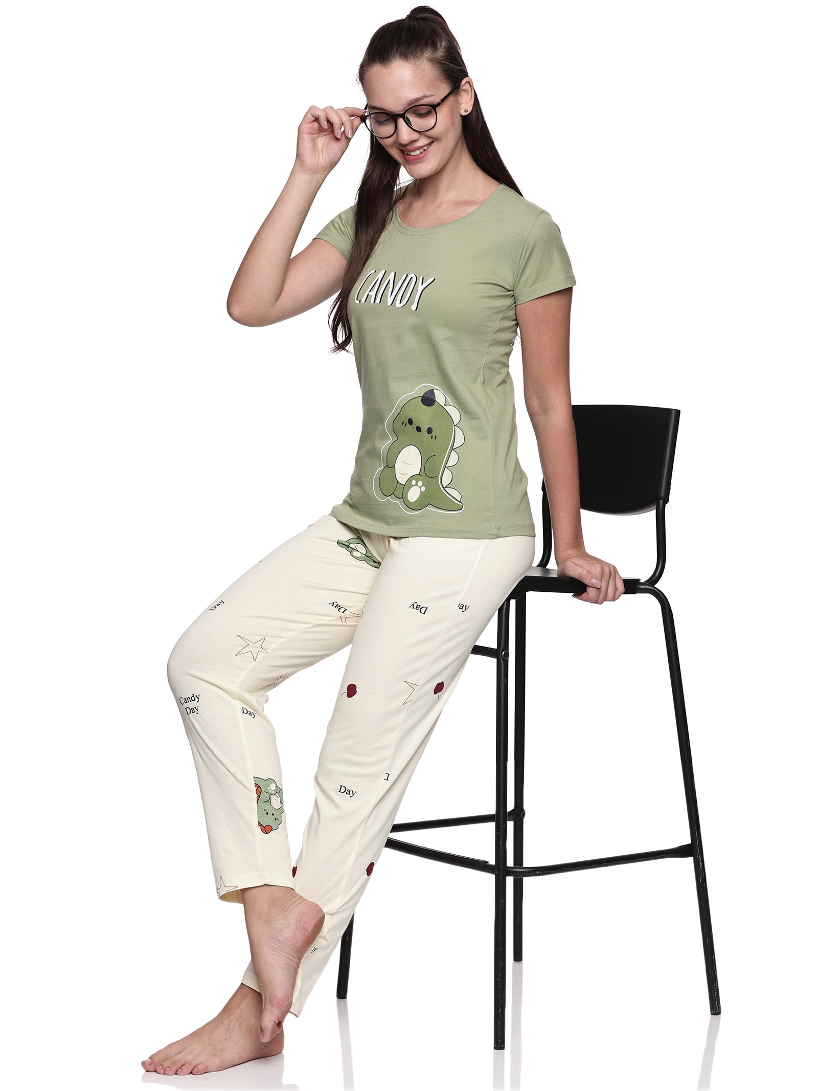 Cotton Lycra Short Sleeve Printed T-shirt and Pant Set - 6533 A Teens Lifestyle
