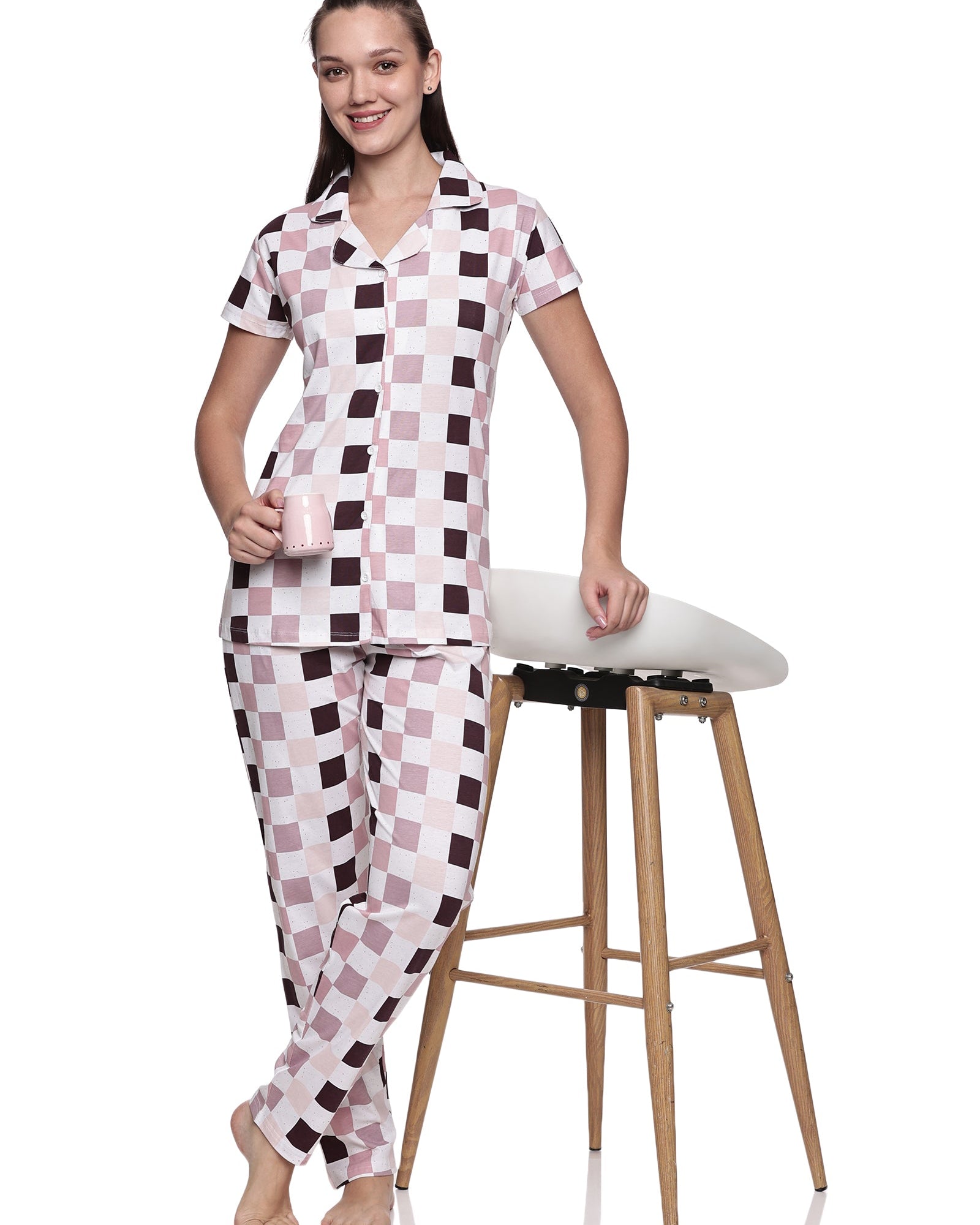 Cotton Lycra Short Sleeve Printed Shirt and Pant Set - 6459 A Teens Lifestyle