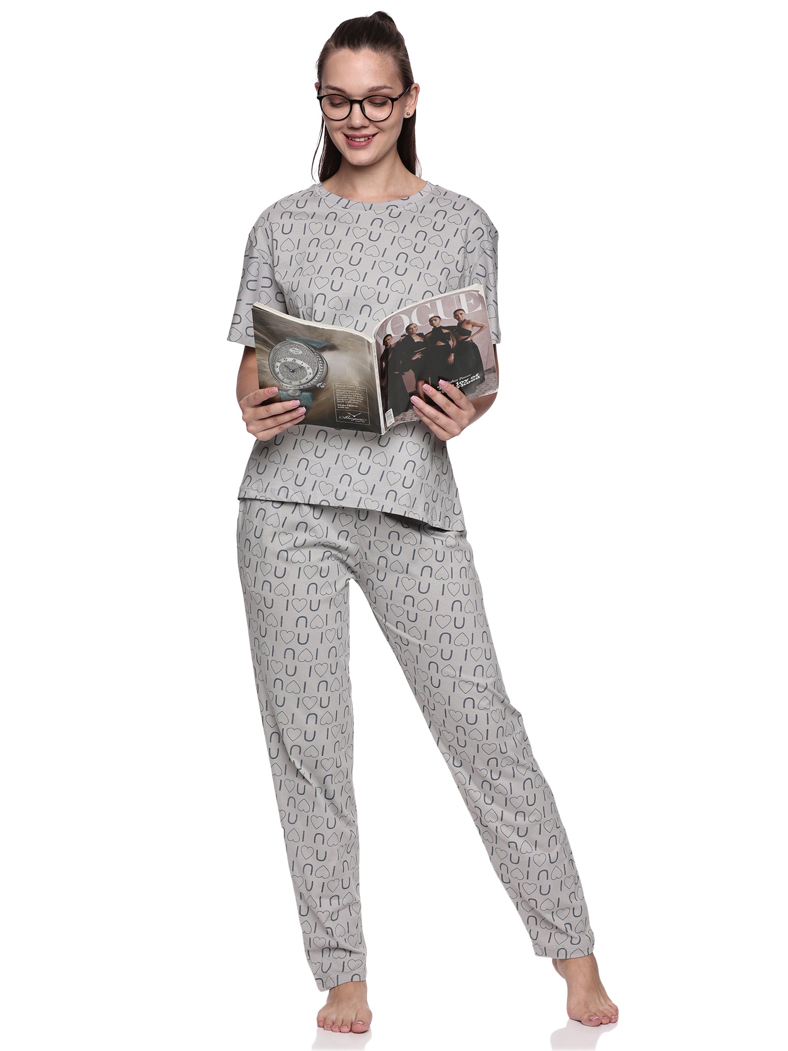 Cotton Lycra Drop Sleeve Printed T-shirt and Pant Set - 6294 A Teens Lifestyle