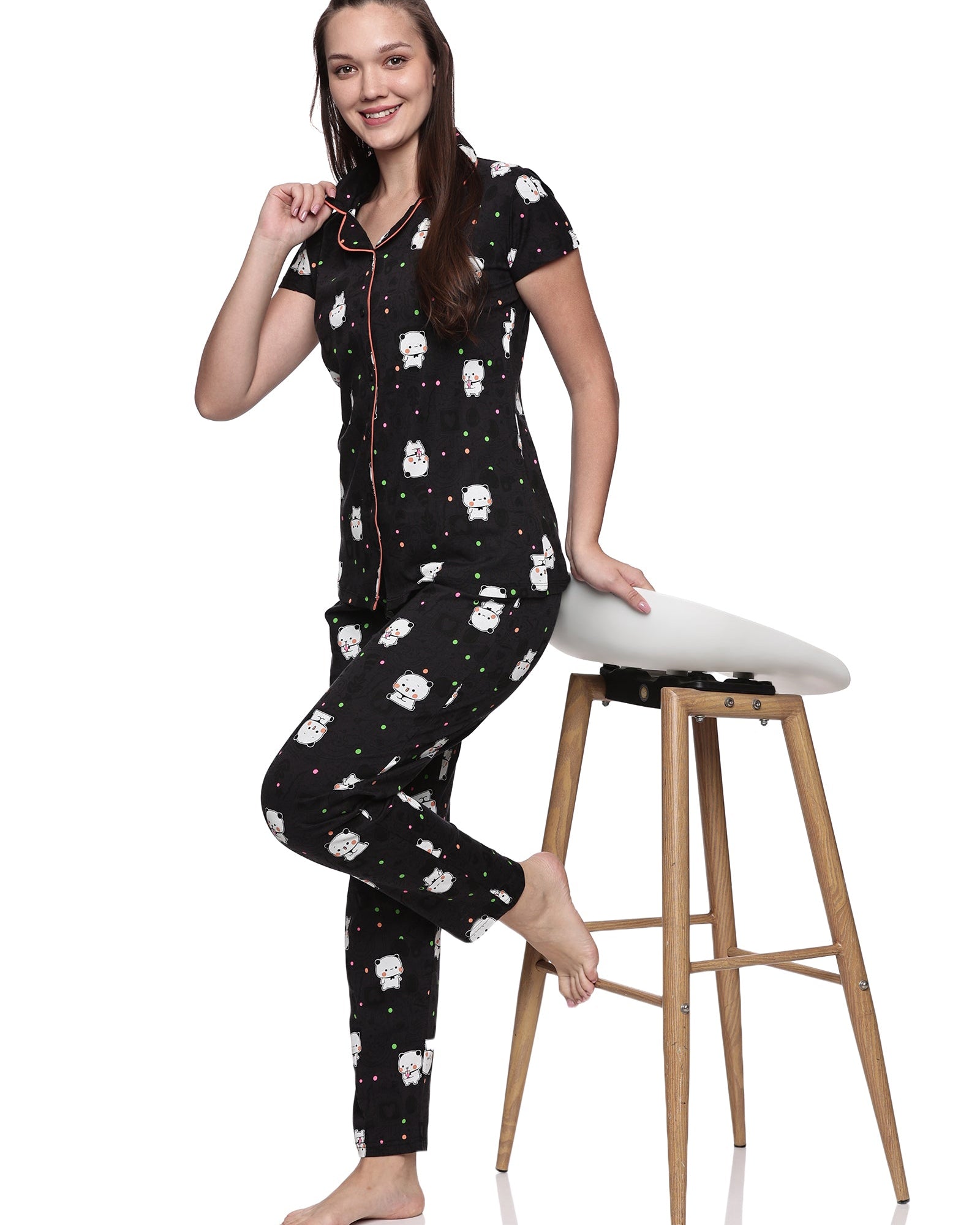 Cotton Lycra Short Sleeve Printed Shirt and Pant Set - 6570 B Teens Lifestyle