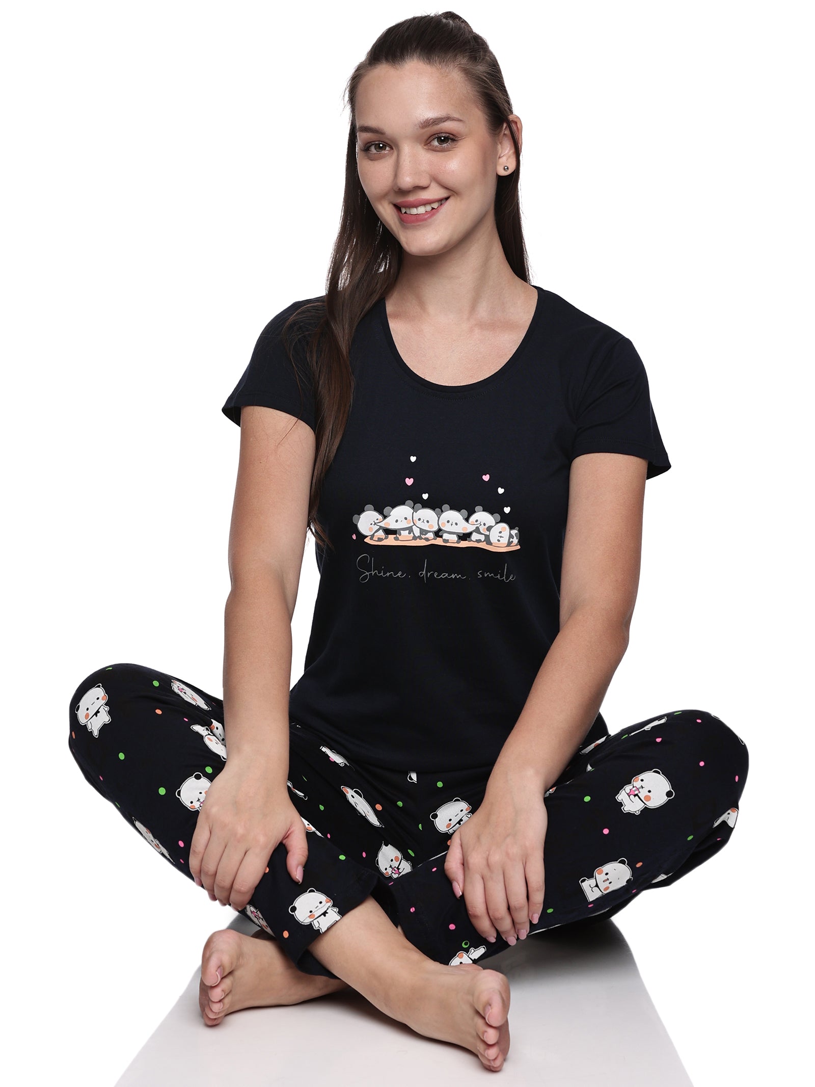Cotton Lycra Short Sleeve Printed T-shirt and Pant Set - 6544 B Teens Lifestyle