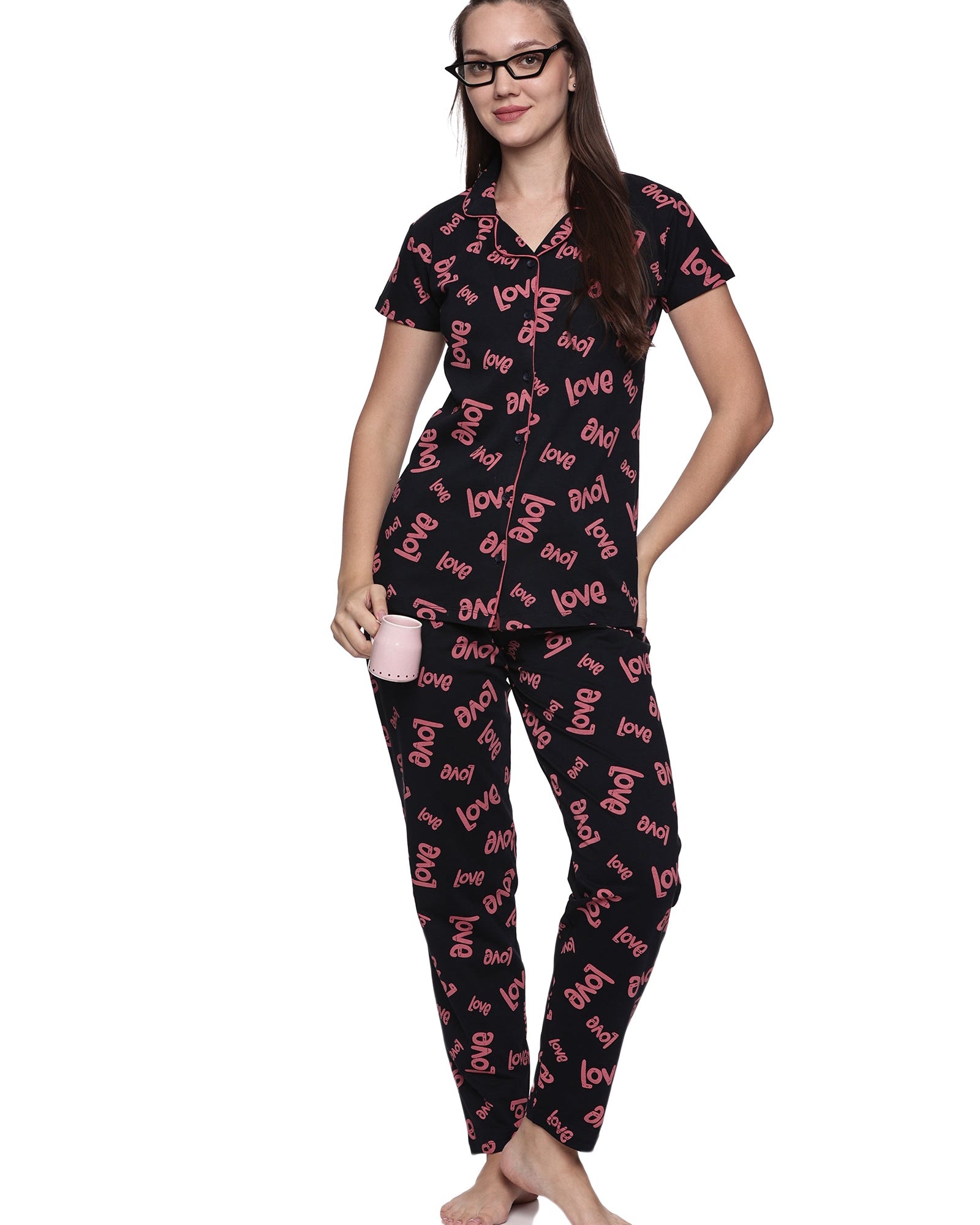 Cotton Lycra Short Sleeve Printed Shirt and Pant Set - 6513 B Teens Lifestyle