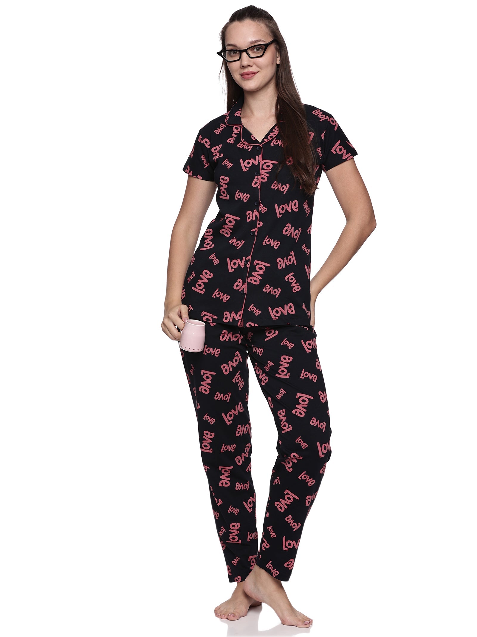 Cotton Lycra Short Sleeve Printed Shirt and Pant Set - 6513 B Teens Lifestyle