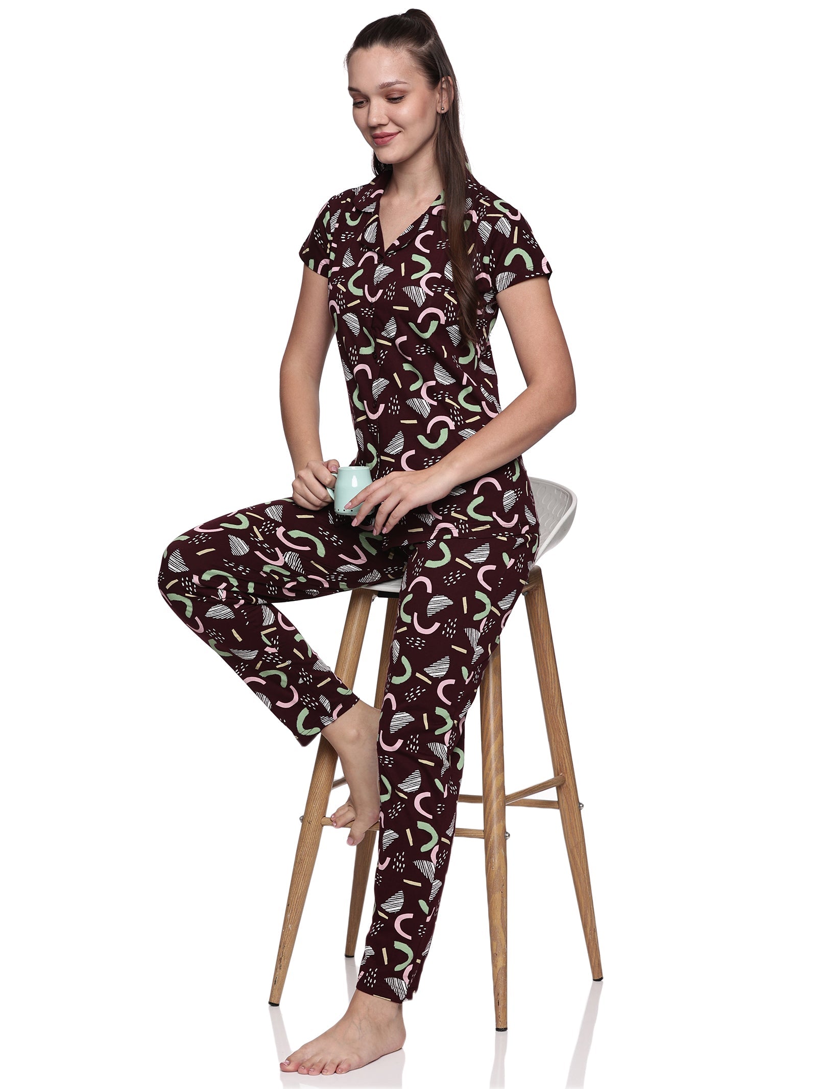 Cotton Lycra Short Sleeve Printed Shirt and Pant Set - 6512 B Teens Lifestyle