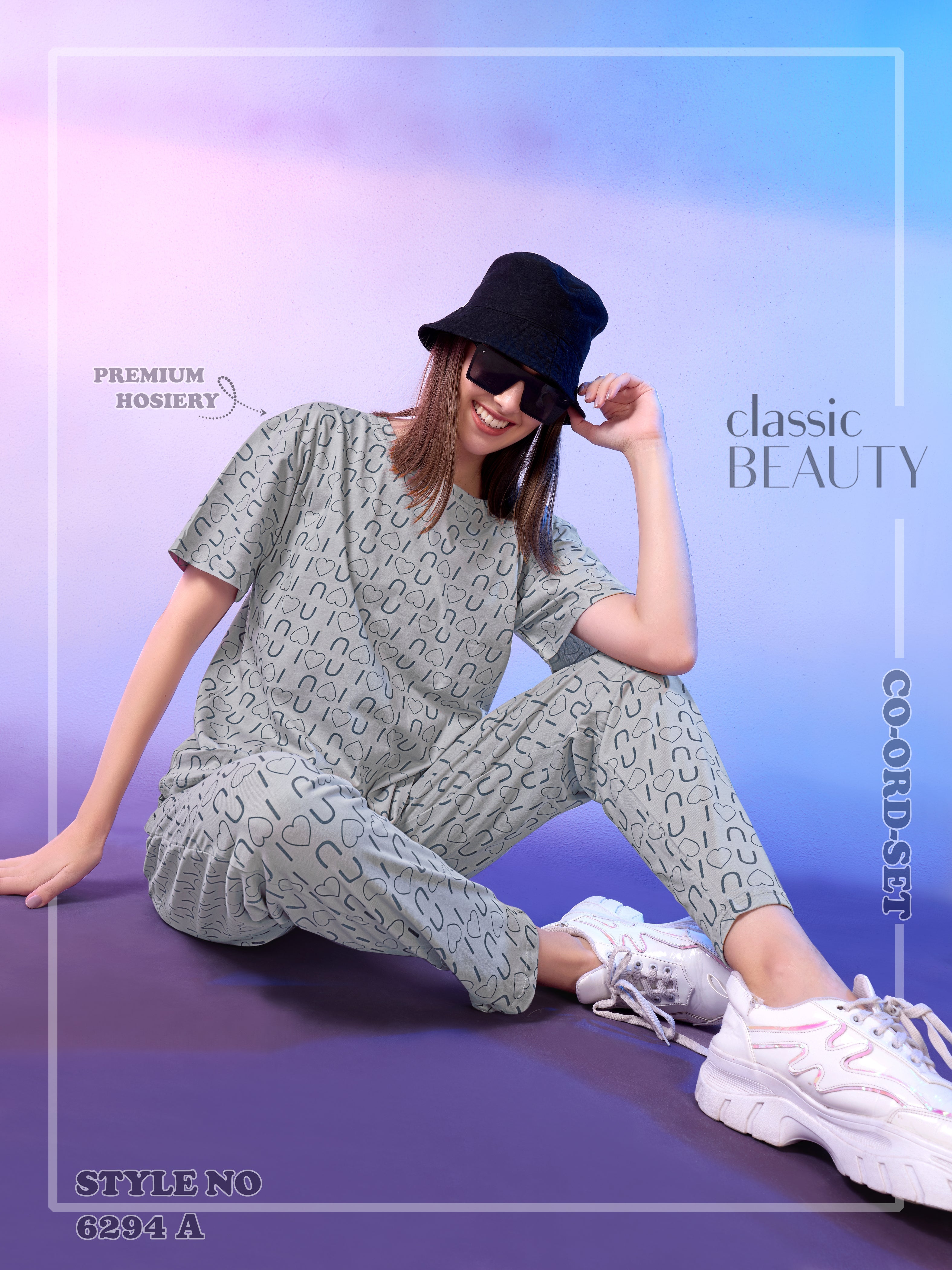 Cotton Lycra Drop Sleeve Printed T-shirt and Pant Set - 6294 A Teens Lifestyle