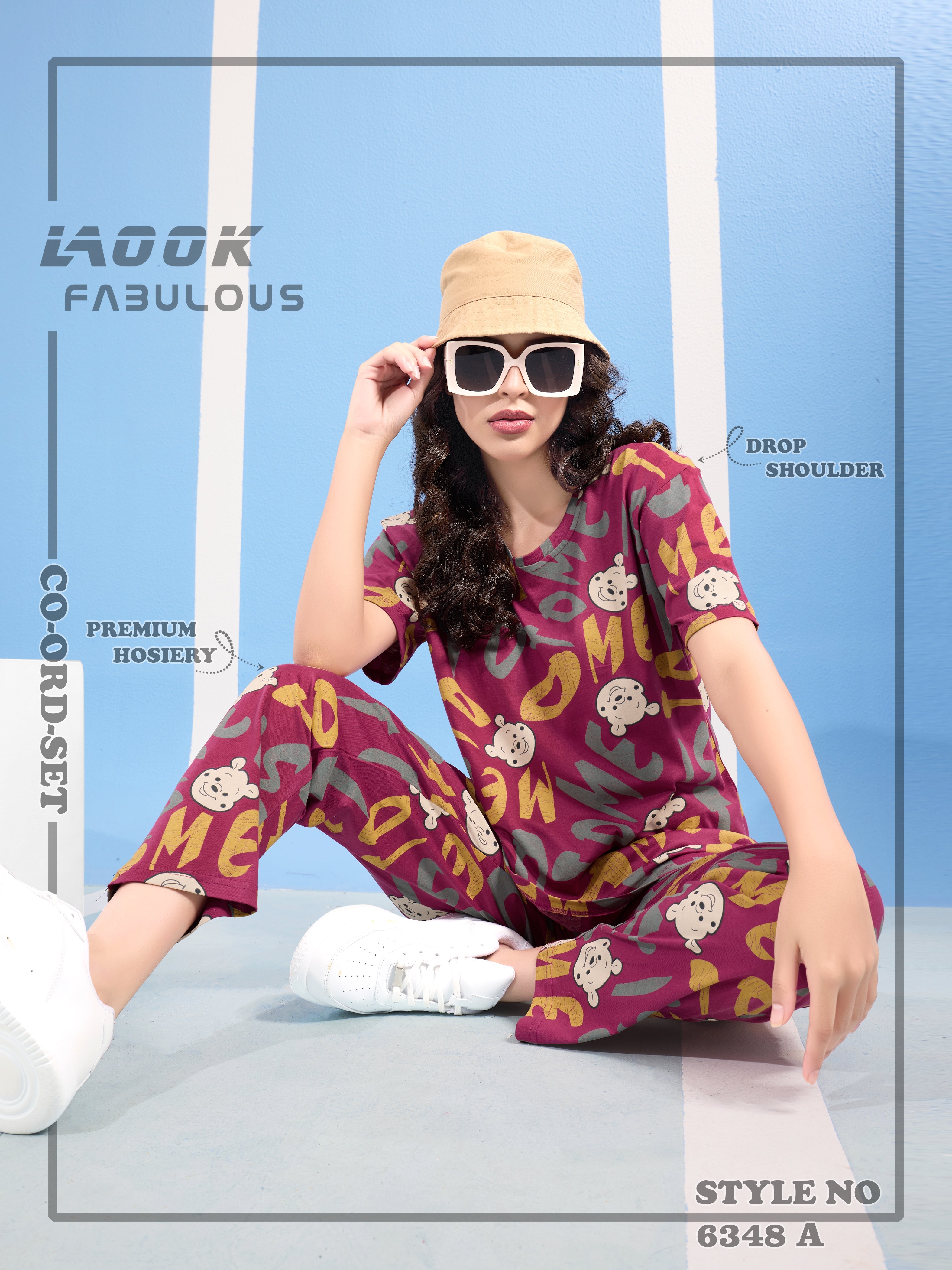 Cotton Lycra Drop Sleeve Printed T-shirt and Pant Set - 6348 A Teens Lifestyle