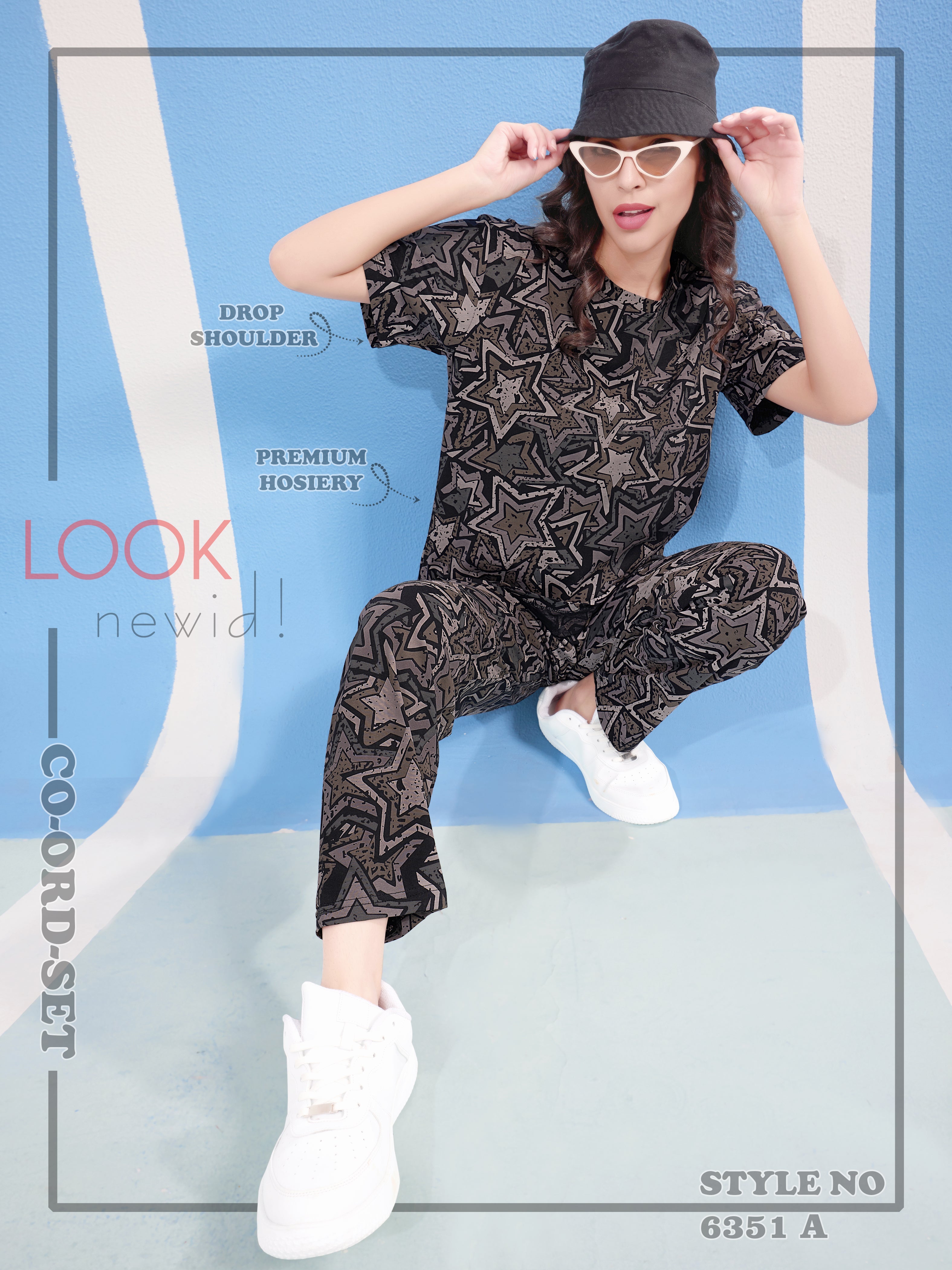 Cotton Lycra Drop Sleeve Printed T-shirt and Pant Set - 6351 A Teens Lifestyle