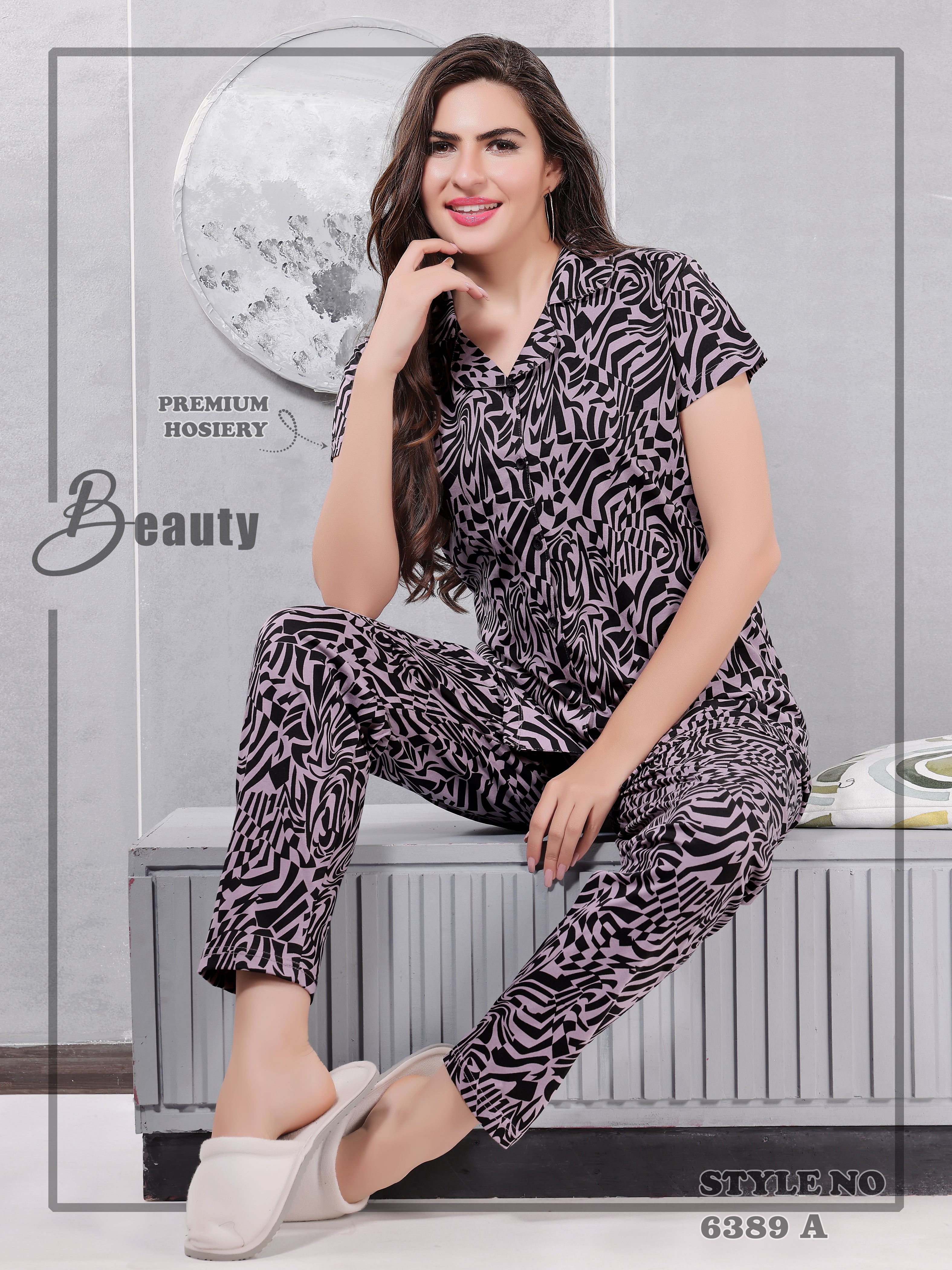 Cotton Lycra Short Sleeve Printed Shirt and Pant Set - 6389 A Teens Lifestyle