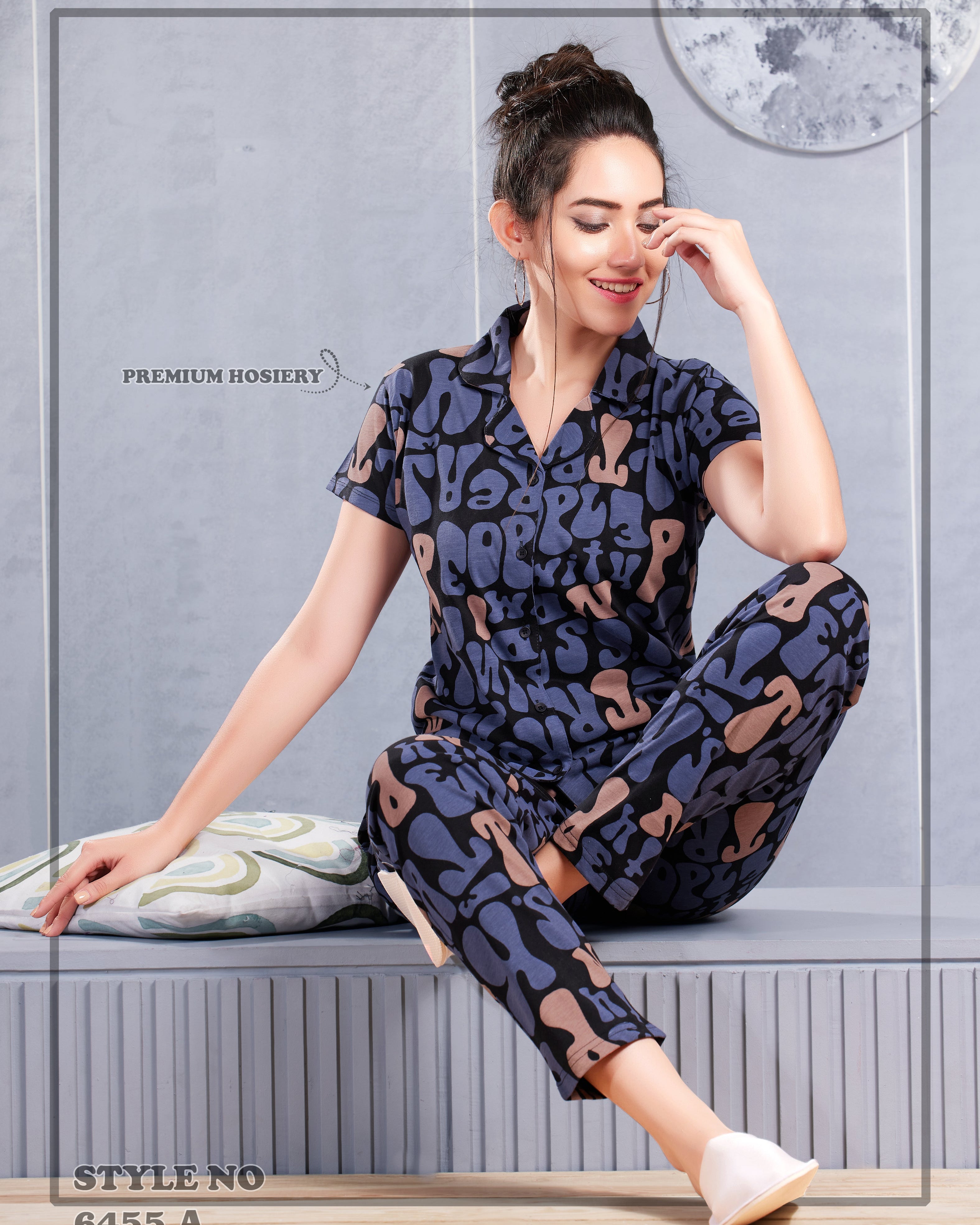 Cotton Lycra Short Sleeve Printed Shirt and Pant Set - 6455 A Teens Lifestyle