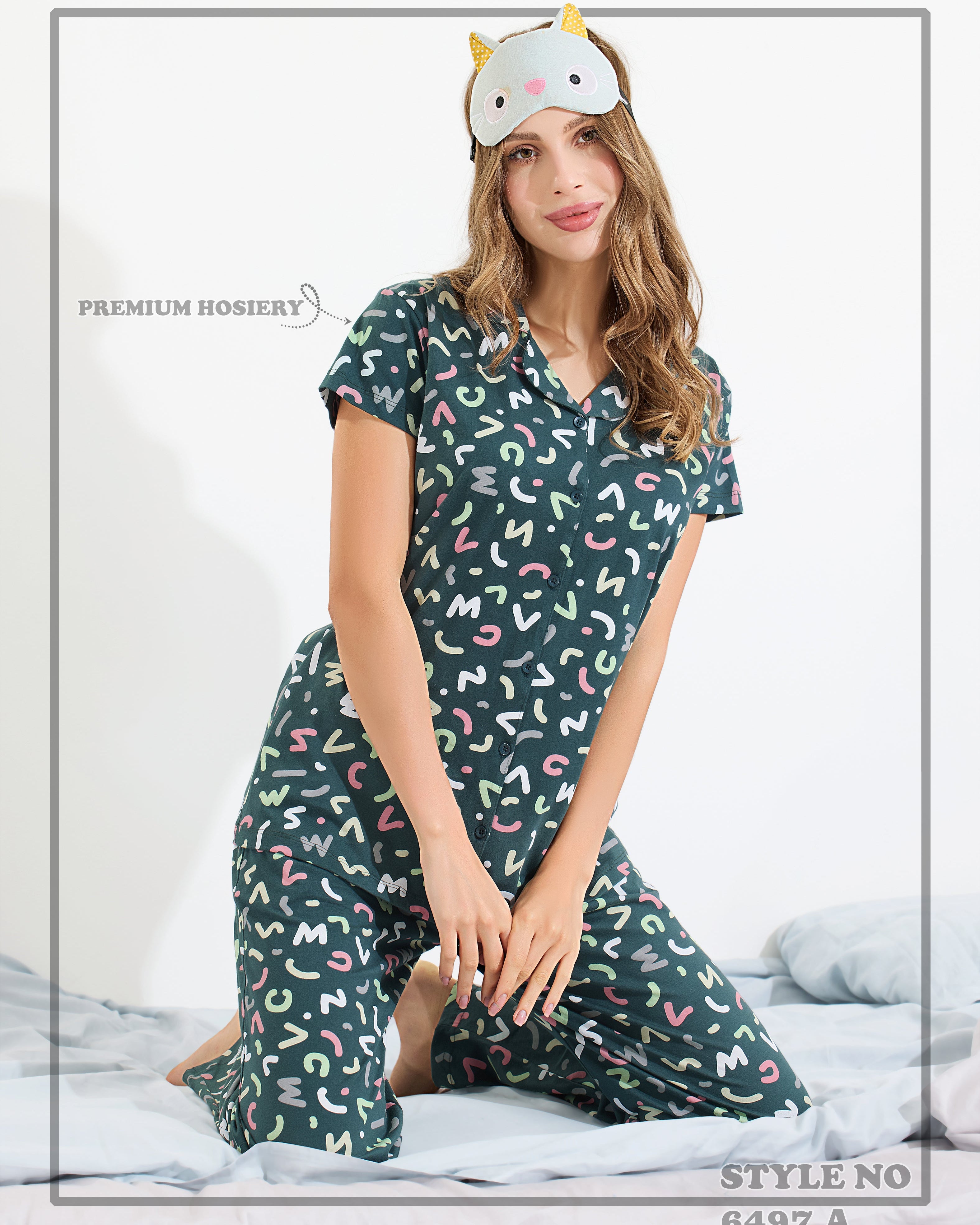 Cotton Lycra Short Sleeve Printed Shirt and Pant Set - 6497 A Teens Lifestyle