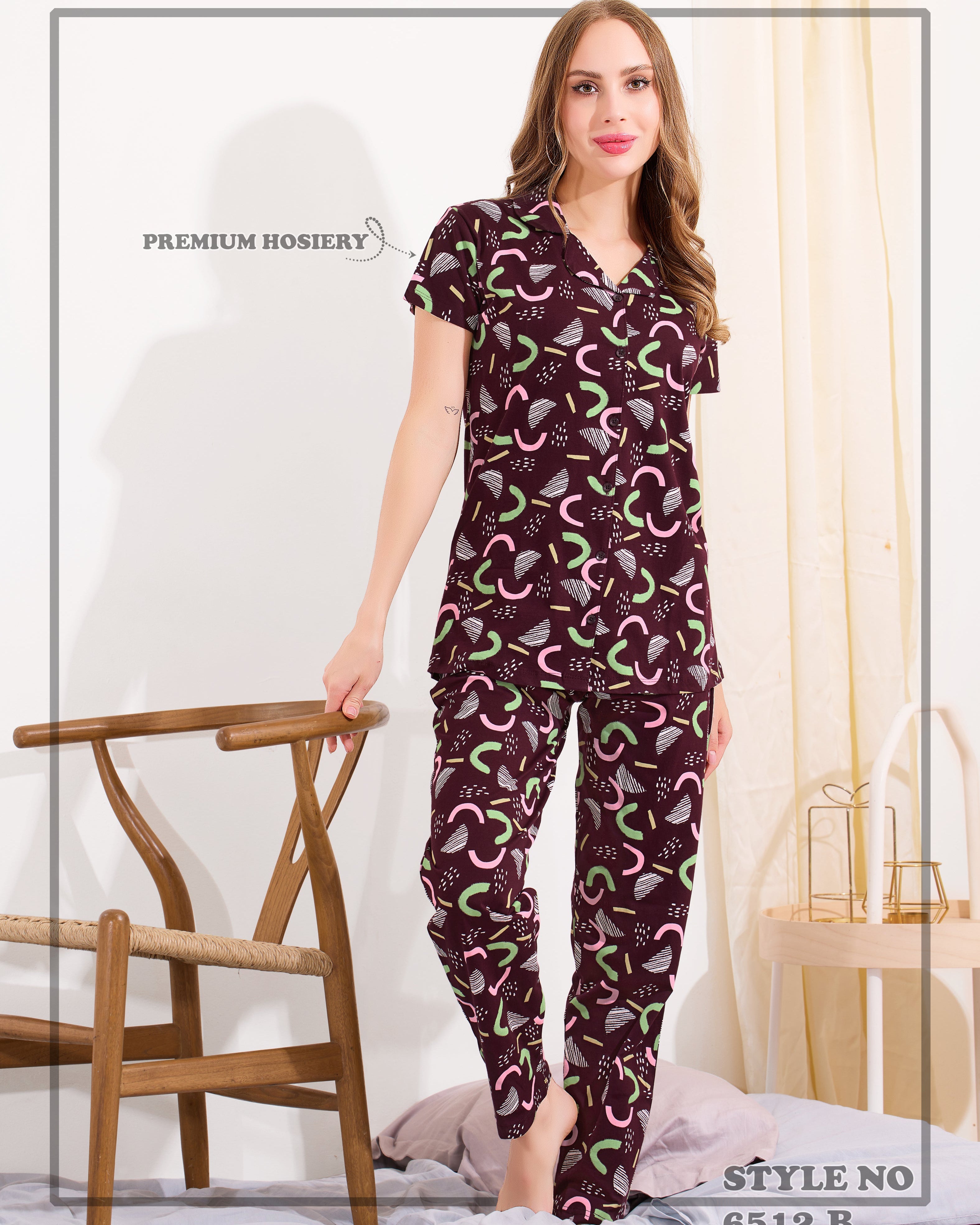 Cotton Lycra Short Sleeve Printed Shirt and Pant Set - 6512 B Teens Lifestyle