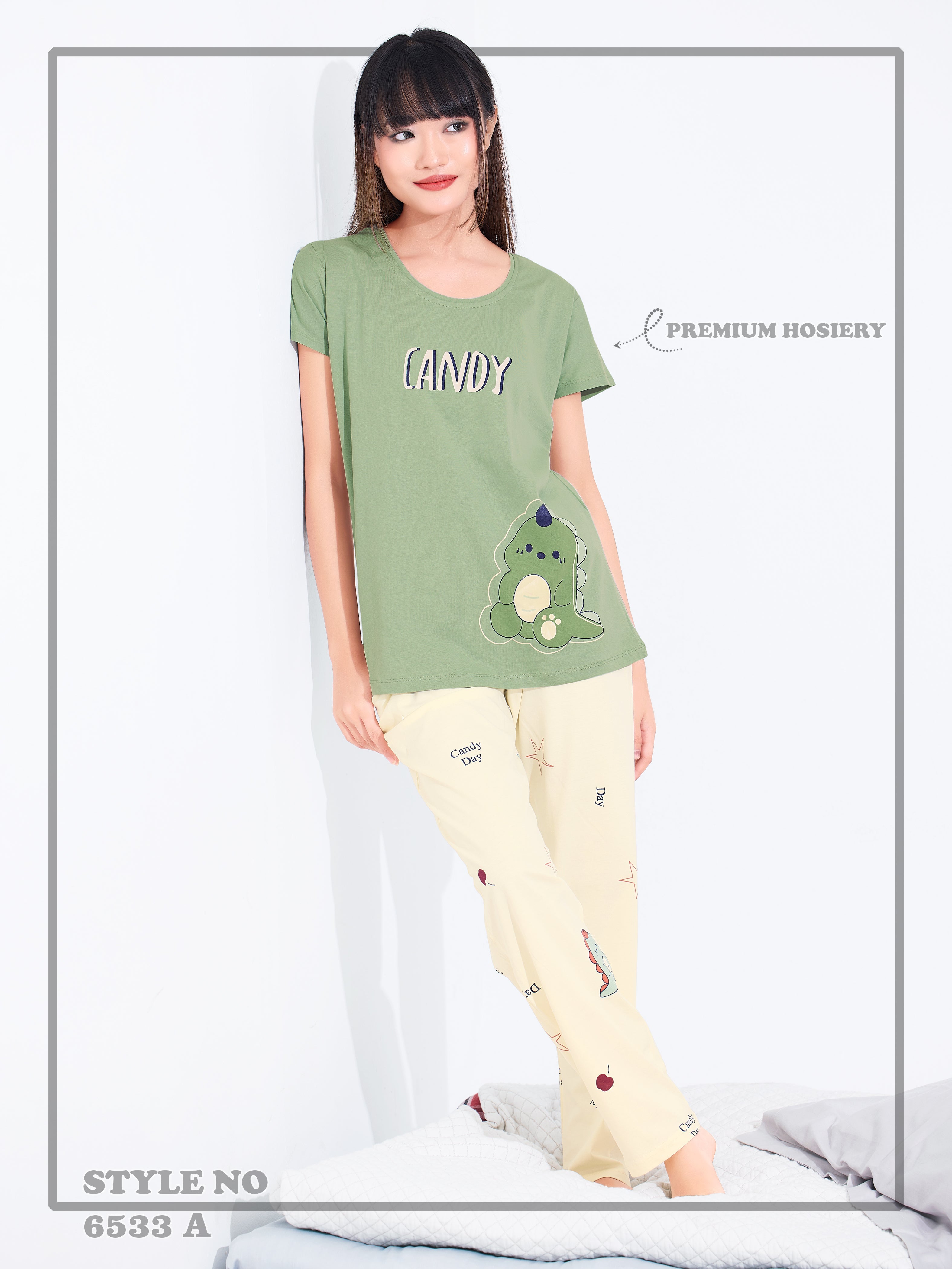 Cotton Lycra Short Sleeve Printed T-shirt and Pant Set - 6533 A Teens Lifestyle