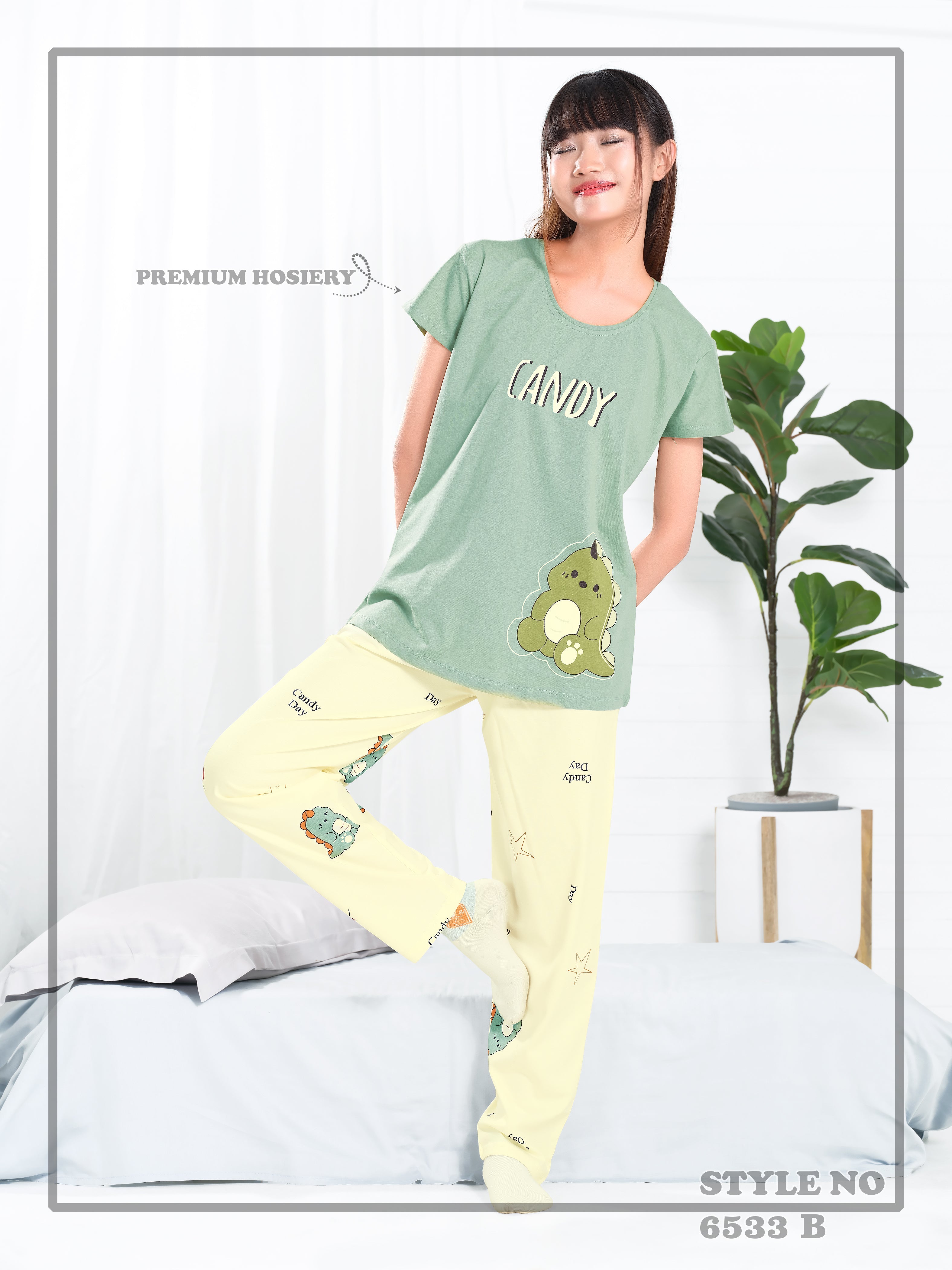 Cotton Lycra Short Sleeve Printed T-shirt and Pant Set - 6533 B Teens Lifestyle