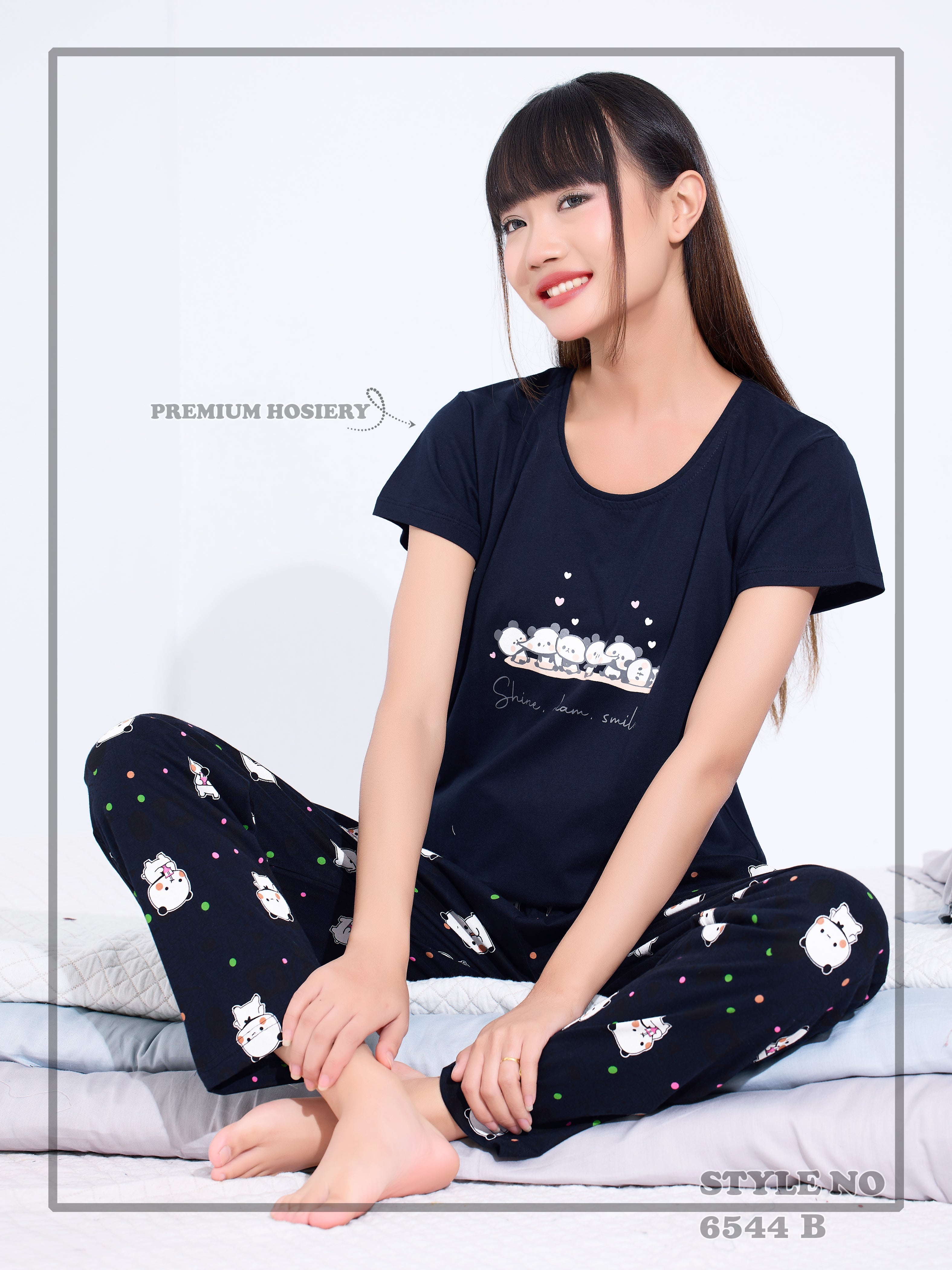 Cotton Lycra Short Sleeve Printed T-shirt and Pant Set - 6544 B Teens Lifestyle