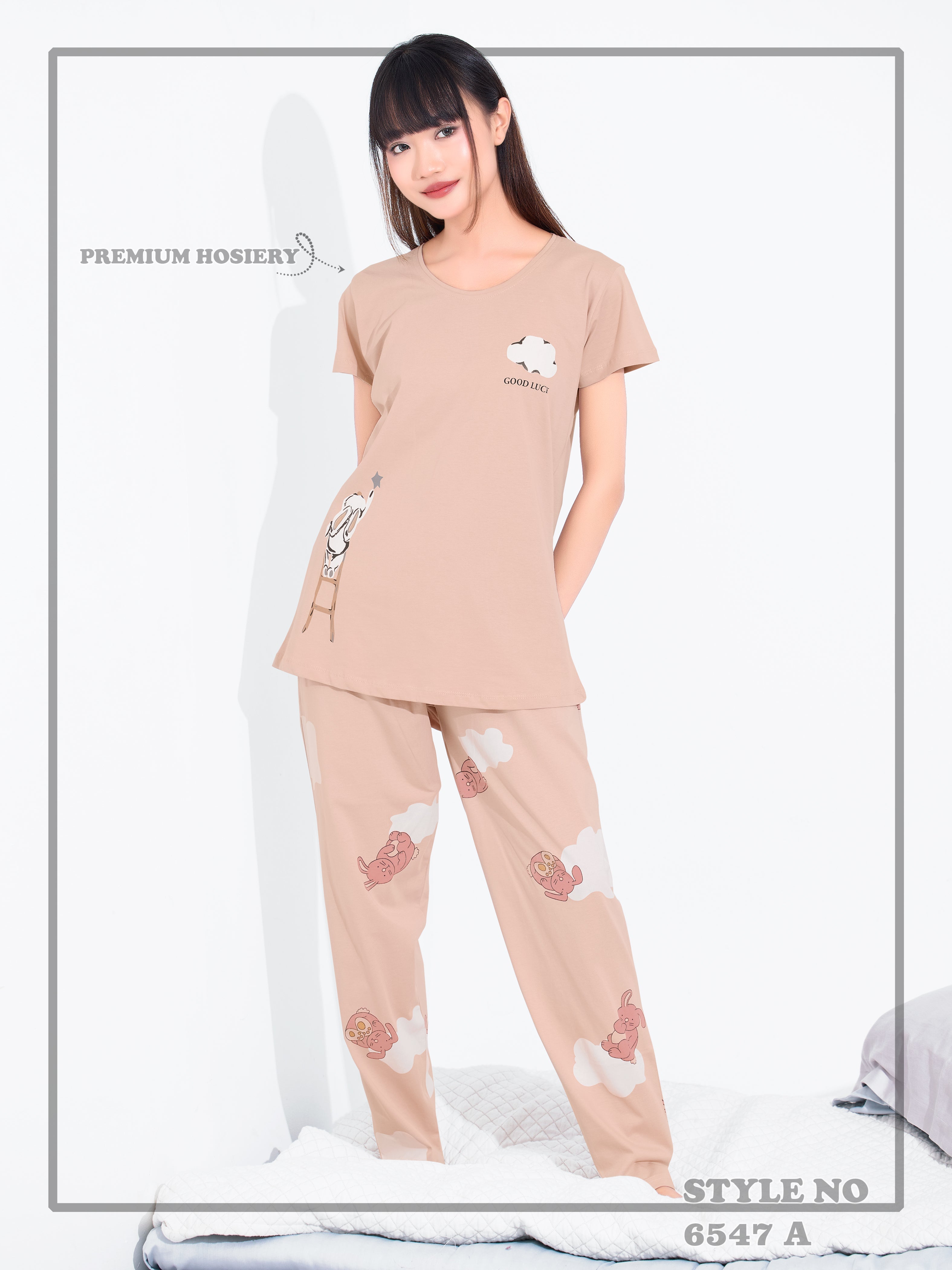 Cotton Lycra Short Sleeve Printed T-shirt and Pant Set - 6547 A Teens Lifestyle