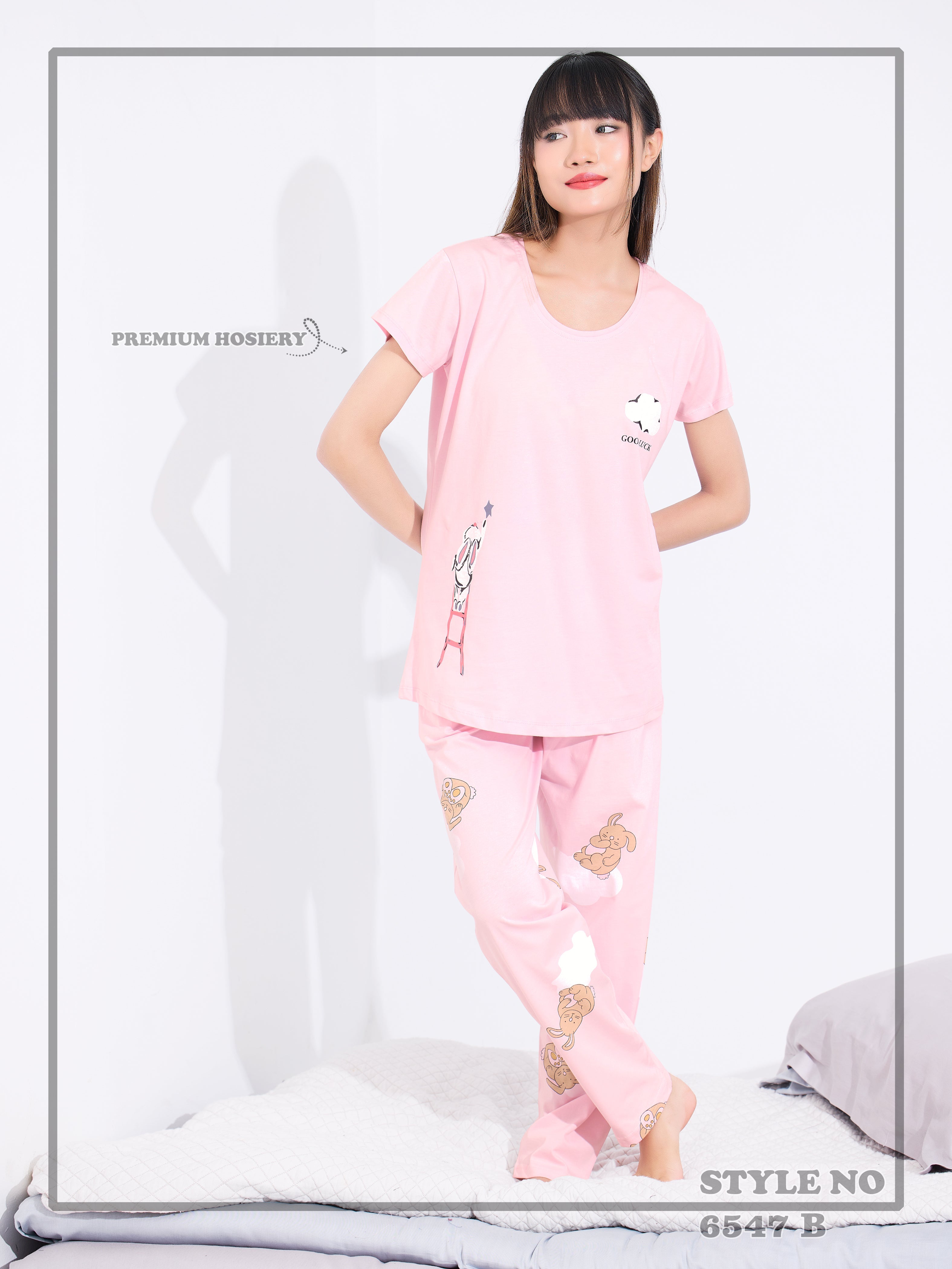 Cotton Lycra Short Sleeve Printed T-shirt and Pant Set - 6547 B Teens Lifestyle