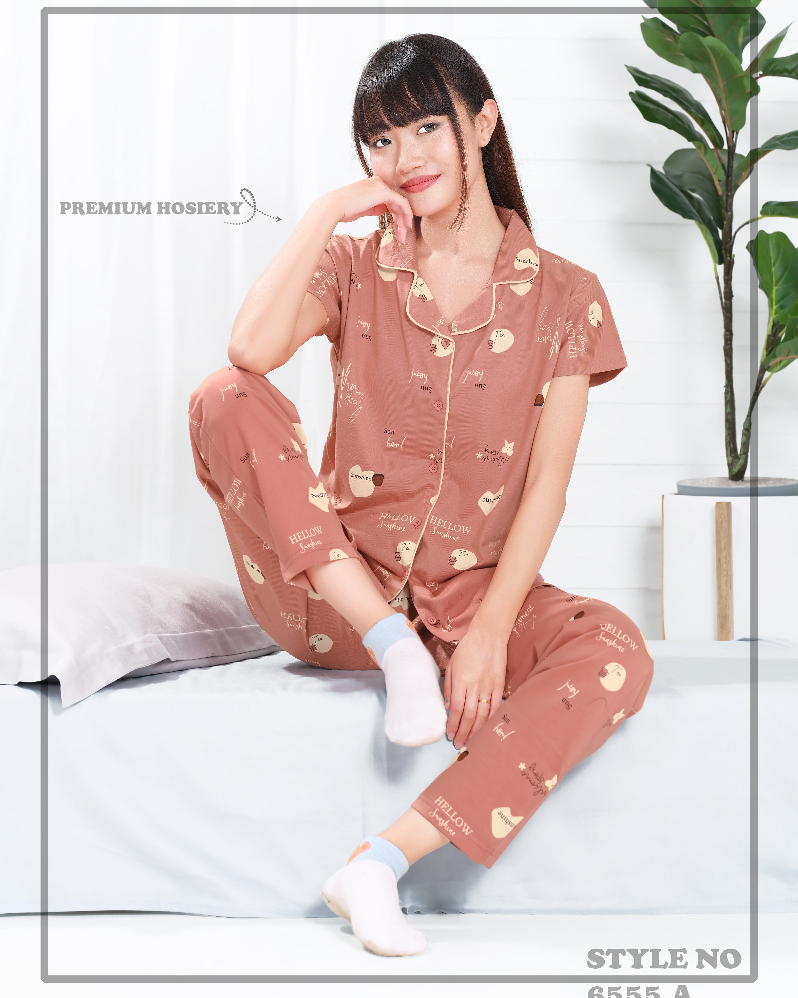 Cotton Lycra Short Sleeve Printed Shirt and Pant Set - 6555 A Teens Lifestyle
