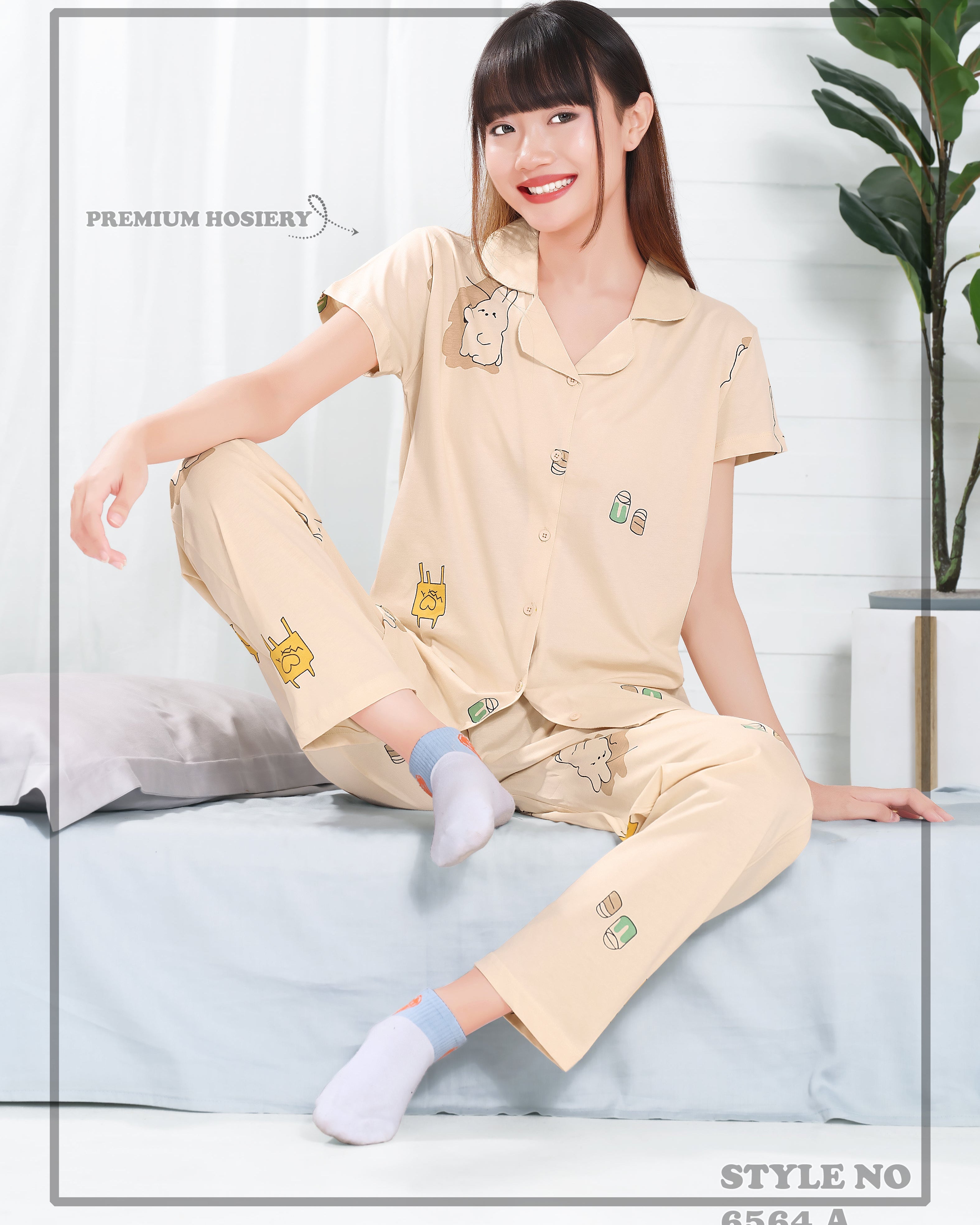 Cotton Lycra Short Sleeve Printed Shirt and Pant Set - 6564 A Teens Lifestyle