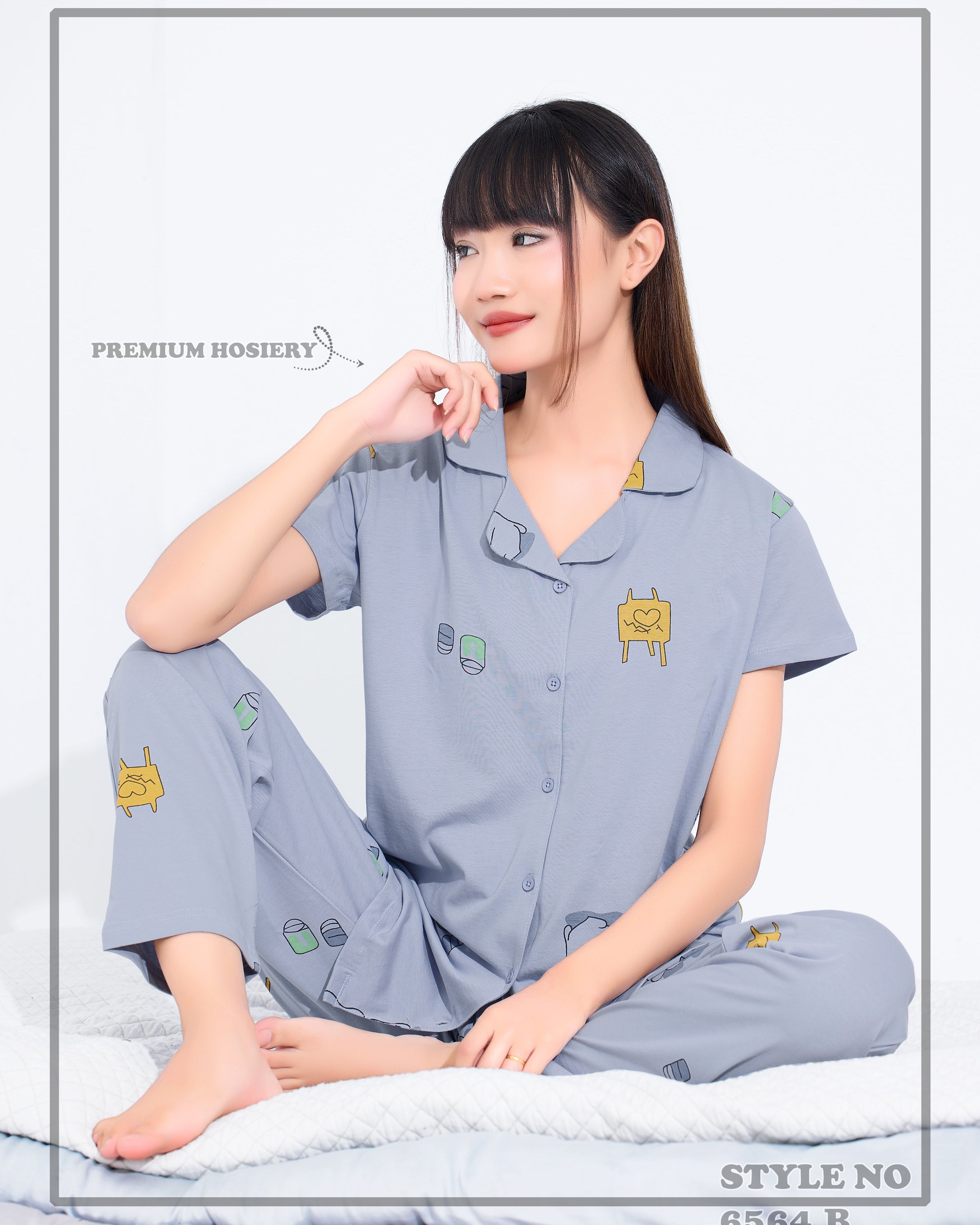 Cotton Lycra Short Sleeve Printed Shirt and Pant Set - 6564 B Teens Lifestyle