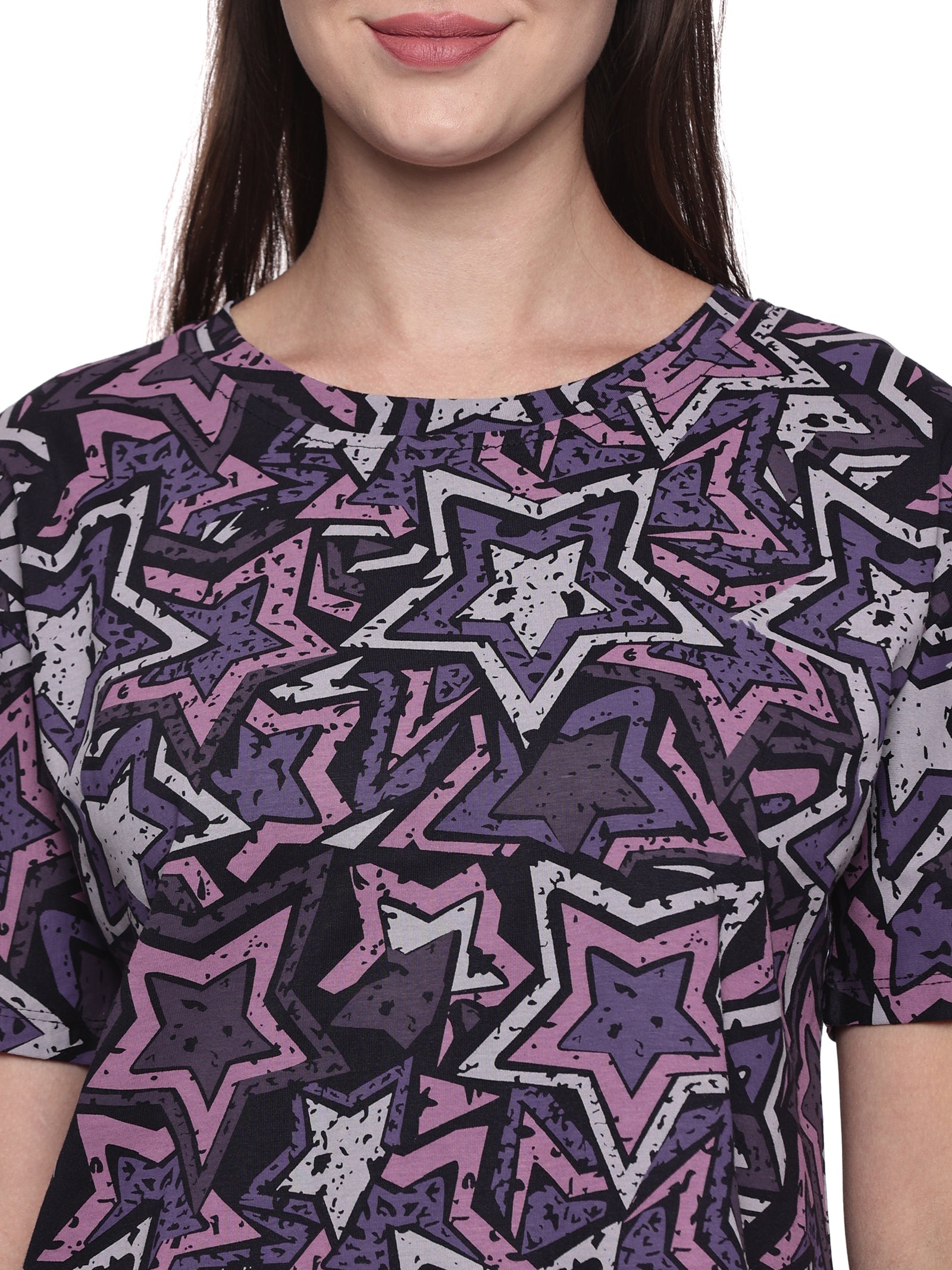 Cotton Lycra Drop Sleeve Printed T-shirt and Pant Set - 6351 B Teens Lifestyle