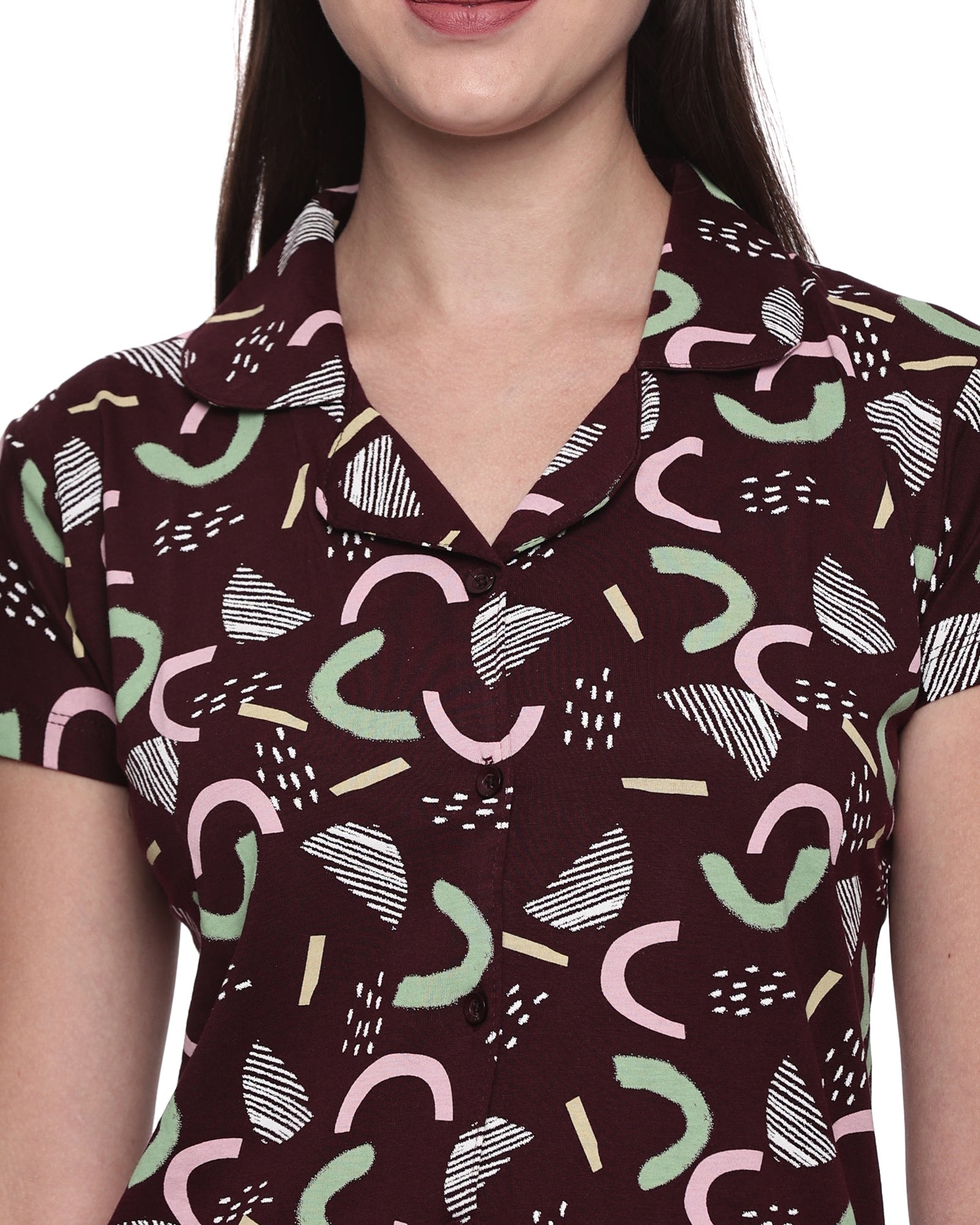 Cotton Lycra Short Sleeve Printed Shirt and Pant Set - 6512 B Teens Lifestyle