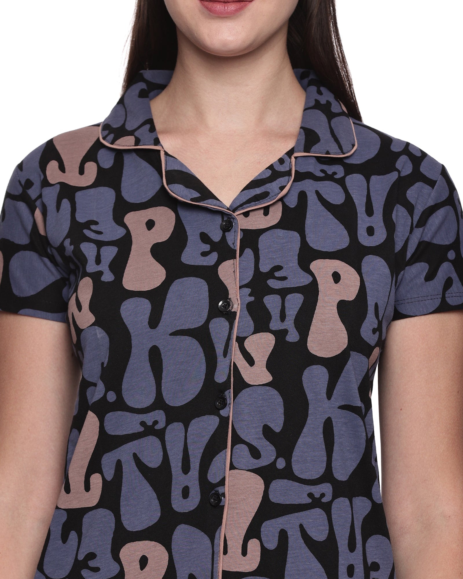 Cotton Lycra Short Sleeve Printed Shirt and Pant Set - 6455 A Teens Lifestyle