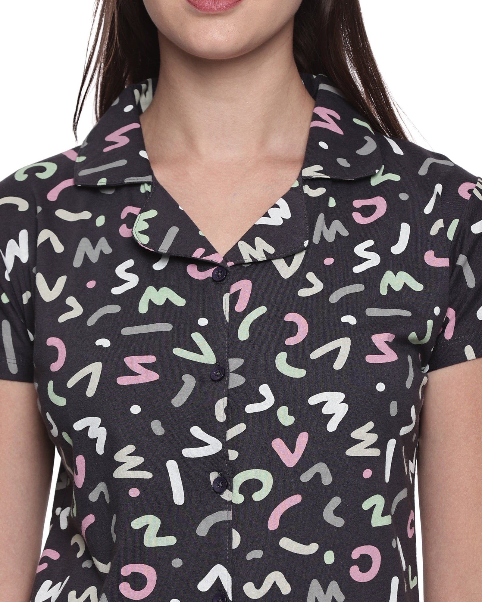 Cotton Lycra Short Sleeve Printed Shirt and Pant Set - 6497 B Teens Lifestyle